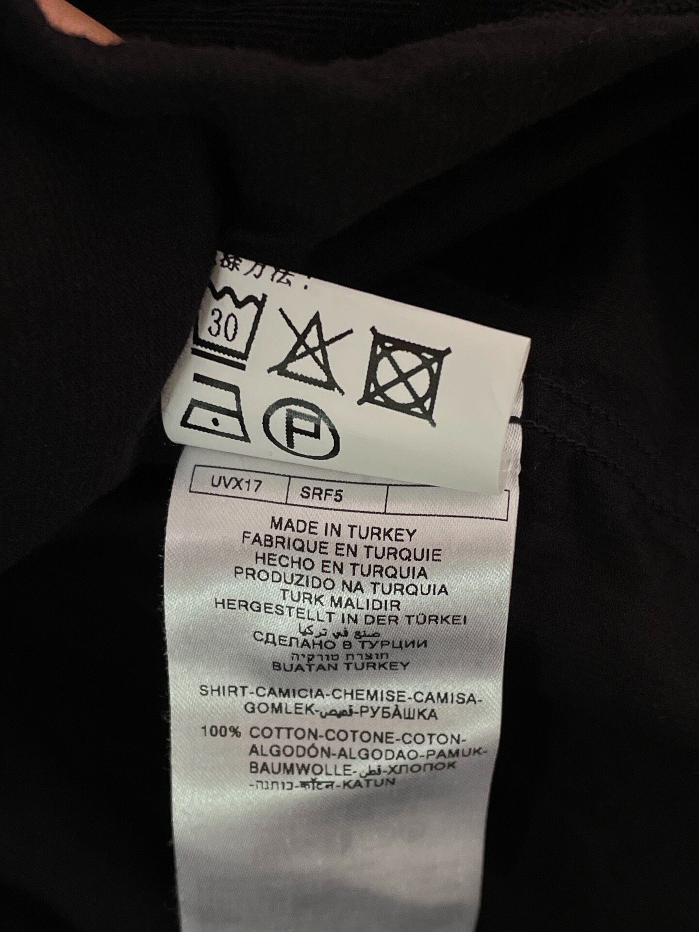 Zegna Men’s Black Cotton Corduroy Shirt — label