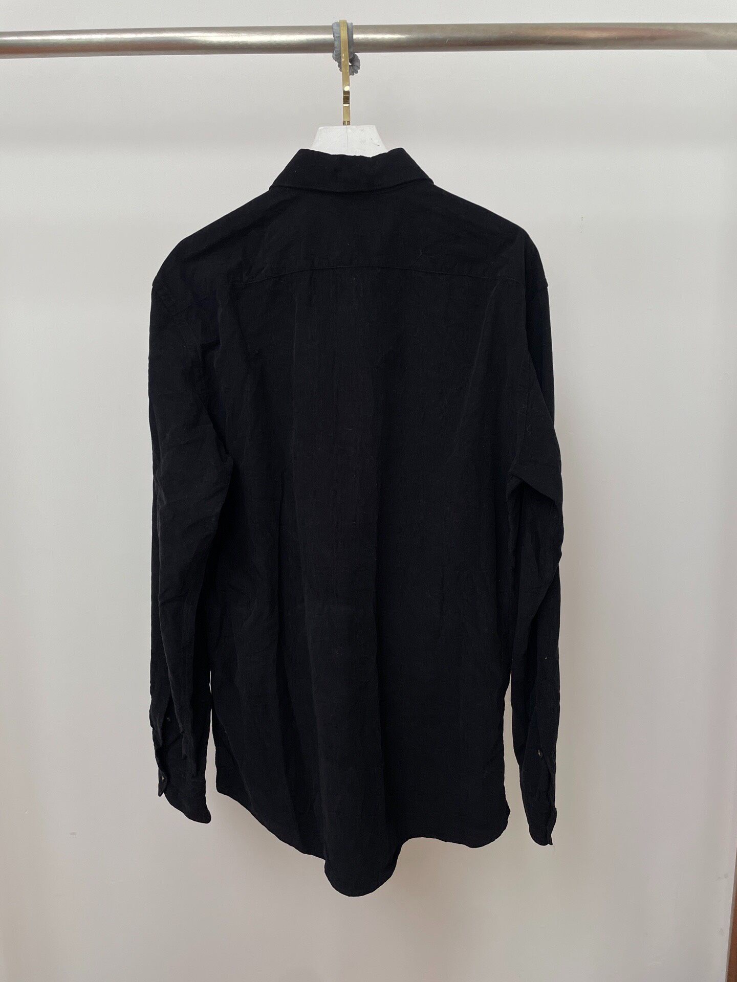 Zegna Men’s Black Cotton Corduroy Shirt — front