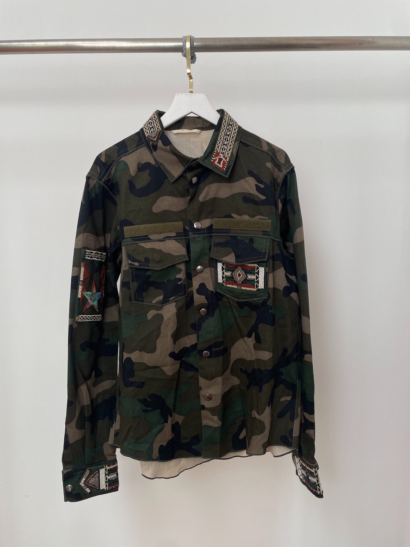 Valentino Beaded Camouflage Shirt Jacket