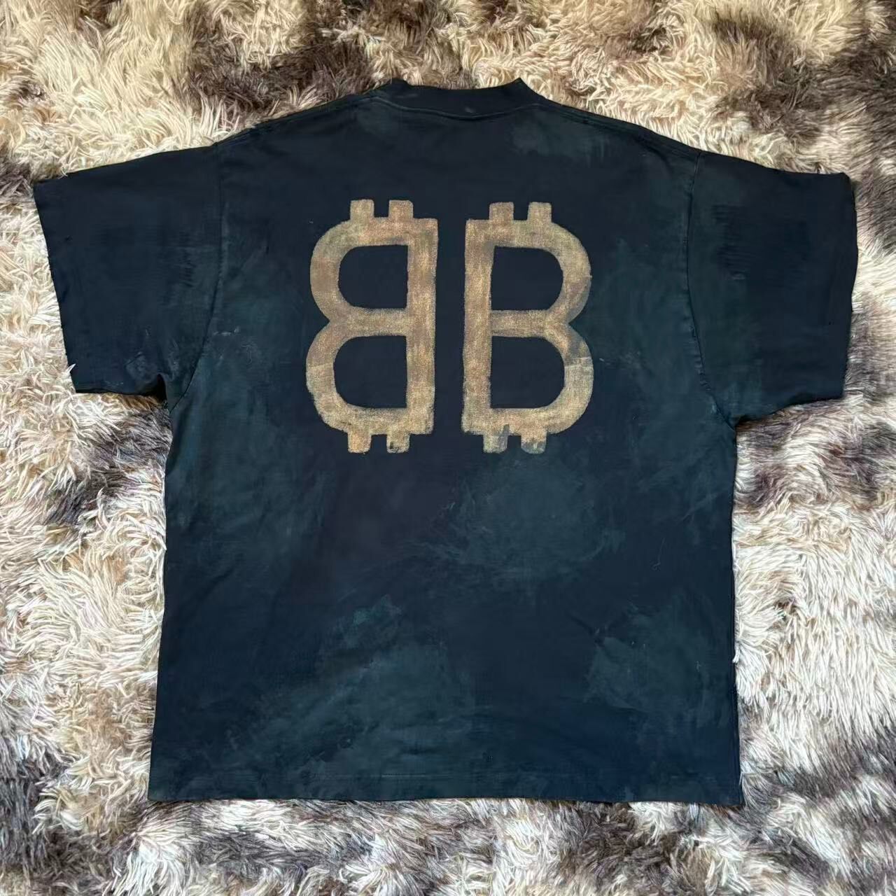 Balenciaga Mud-Dye Double B Short Tee — front