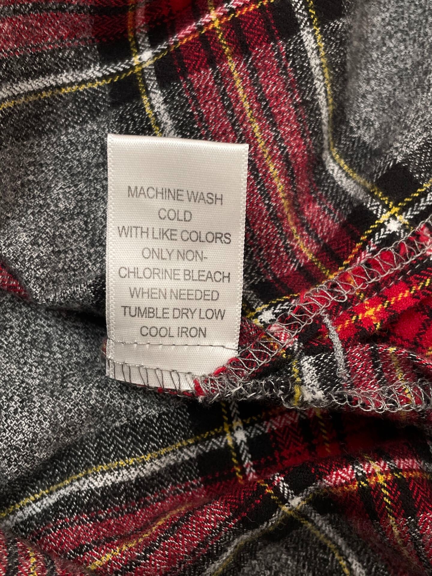 Fear of God Gray-Red Plaid Flannel Shirt — label