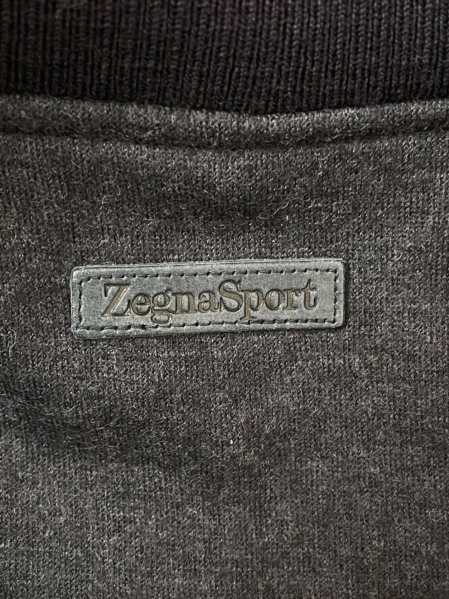 Zegna Navy Quilted Bomber Jacket — label