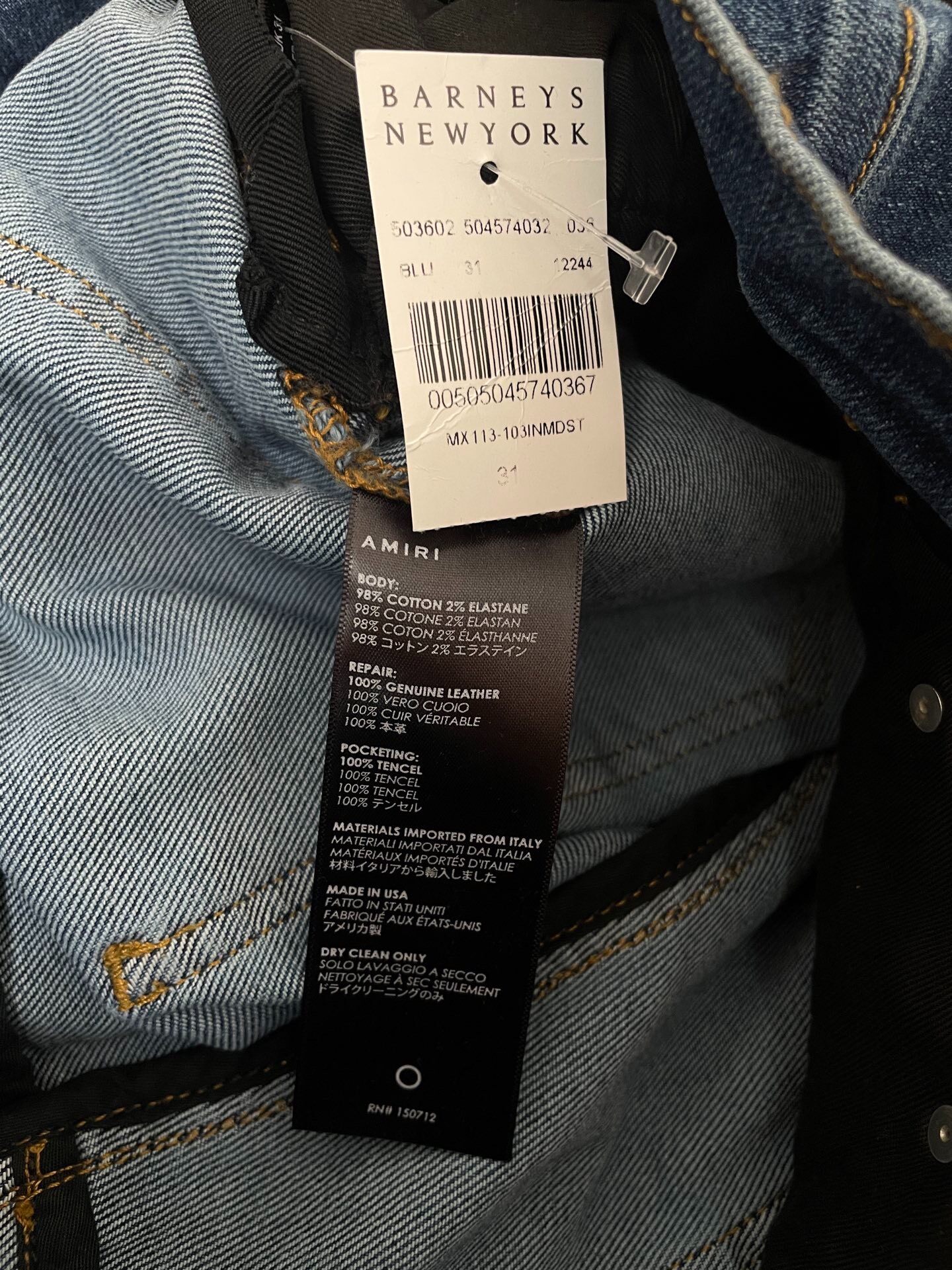 AMIRI Blue MX1 Straight Leg Jeans — back