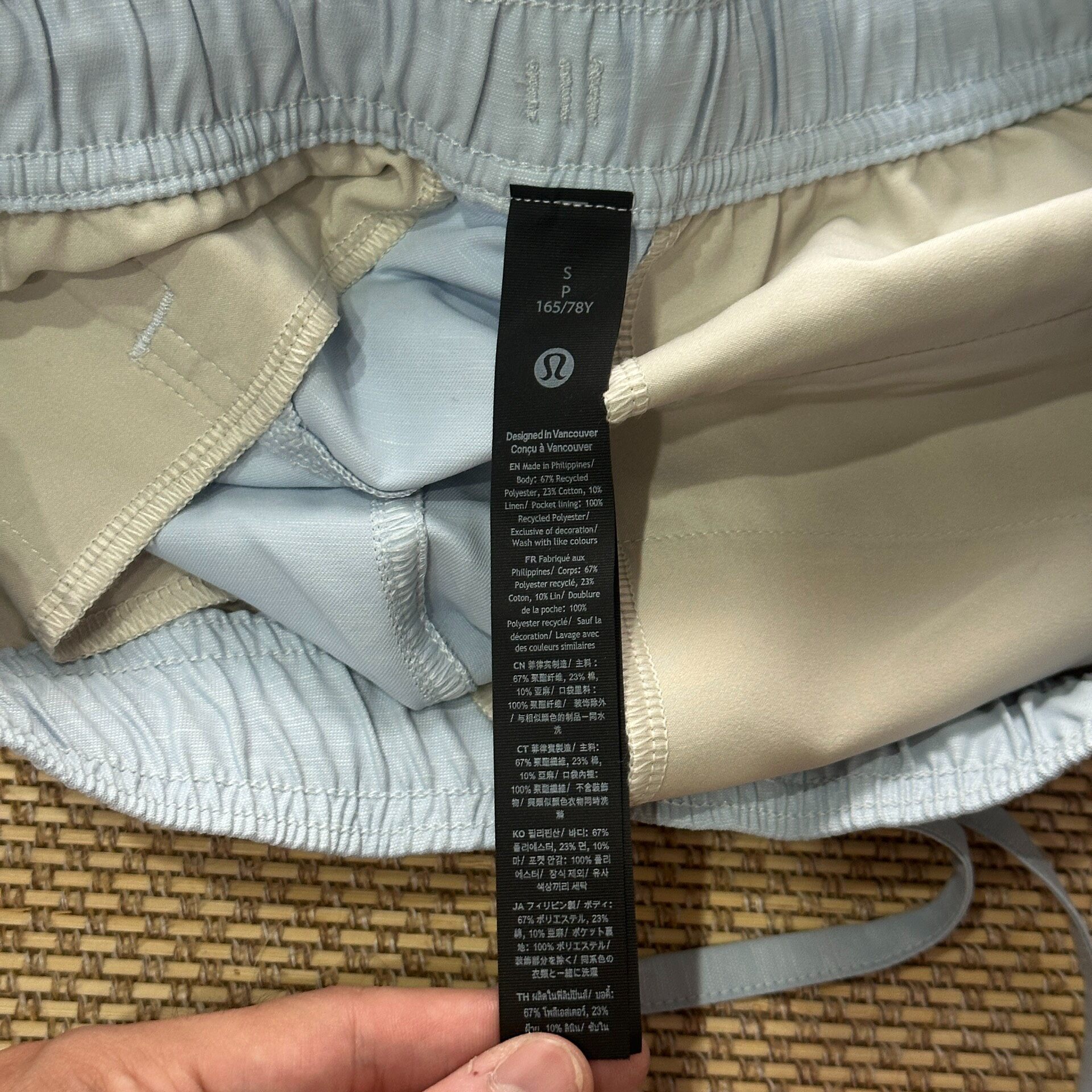 Lululemon Light Blue Athletic Yoga Shorts — detail