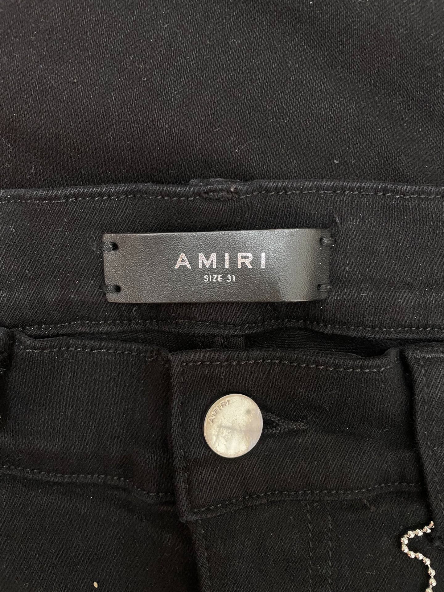 Amiri Black Men's Distressed Skinny Jeans — detail