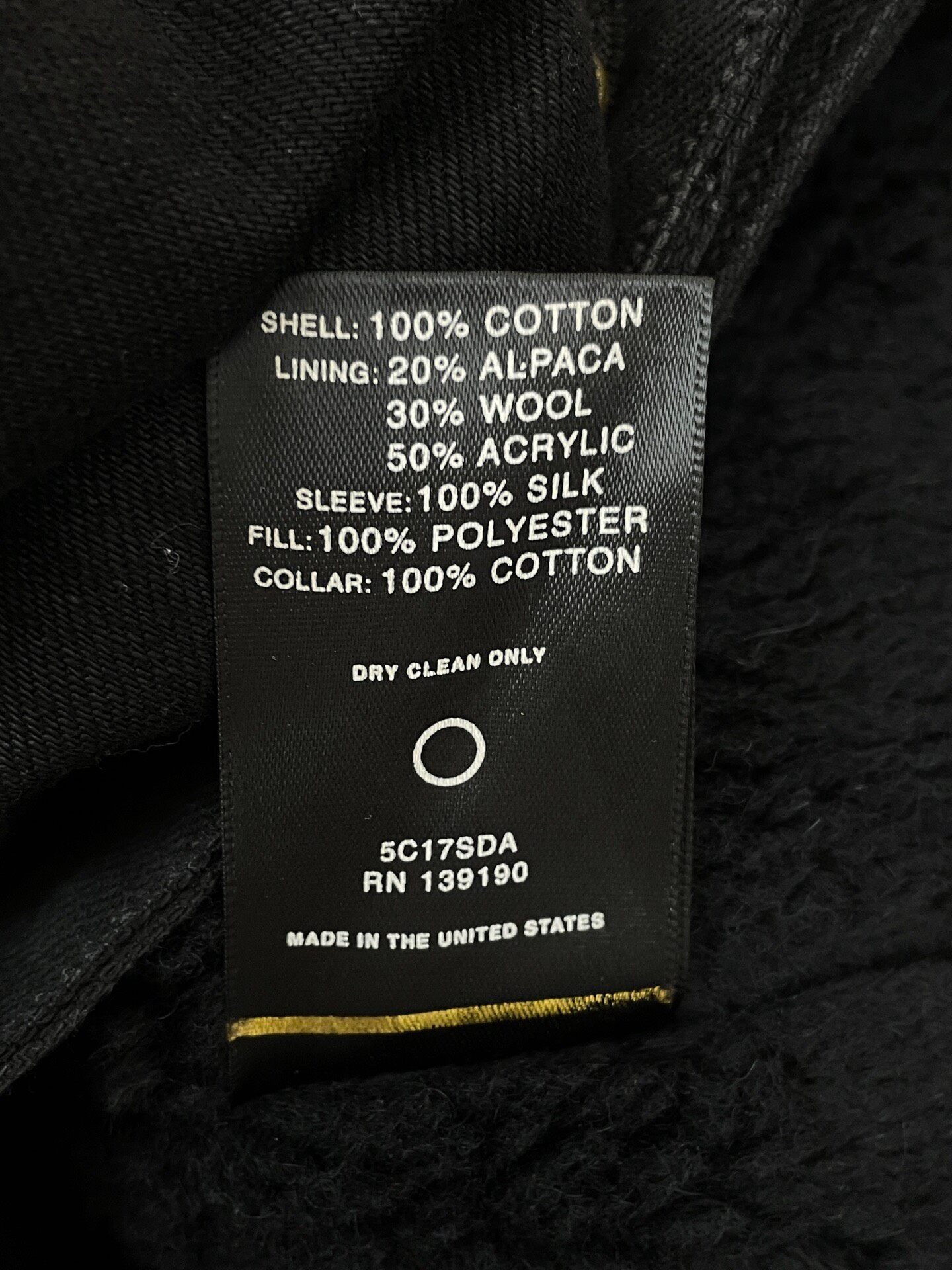Fear of God 5th Black Denim Jacket — label
