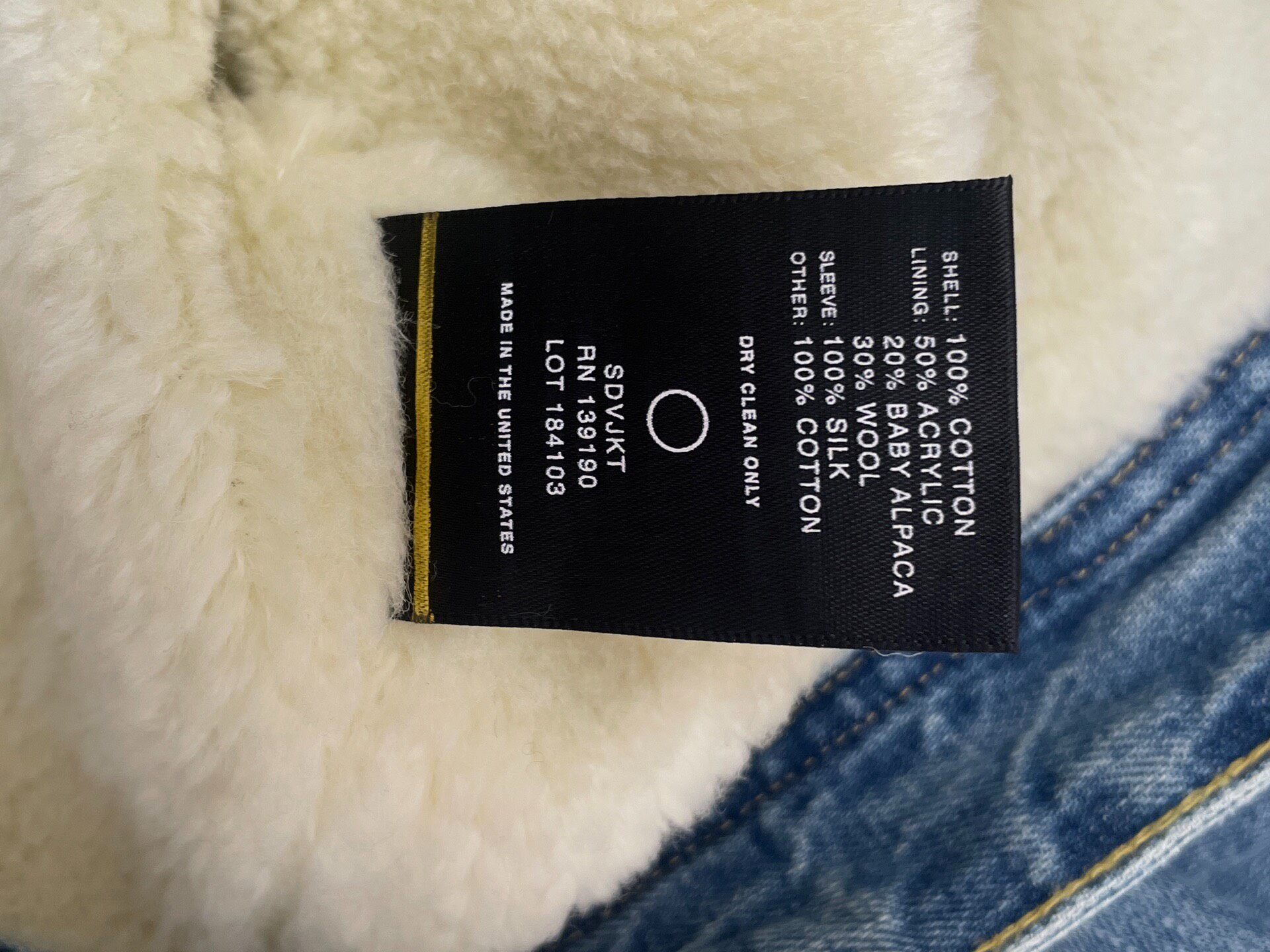 Fear of God Shearling Denim Jacket — label