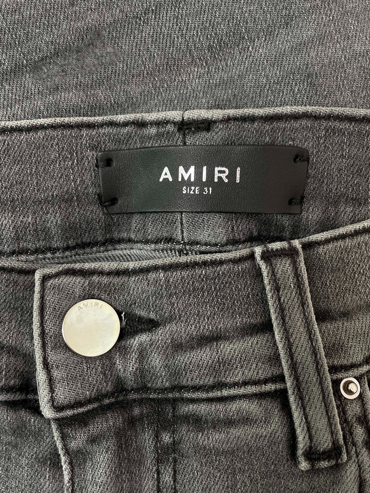 AMIRI MX1 Classic Gray Distressed Jeans — detail