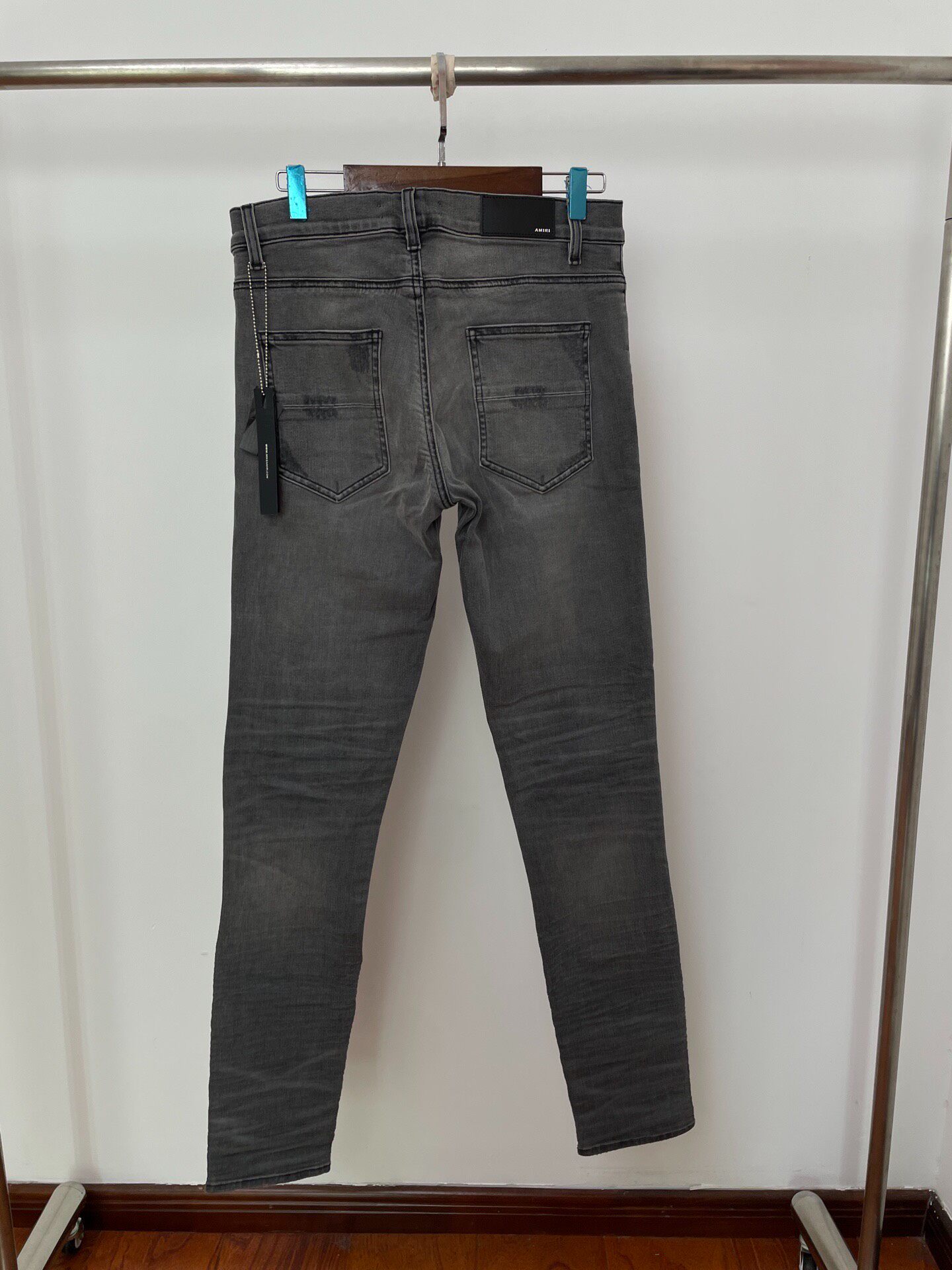 AMIRI MX1 Classic Gray Distressed Jeans — front
