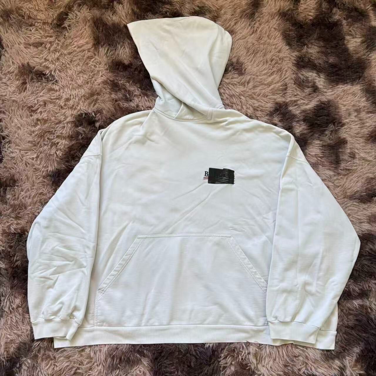 Balenciaga White Distressed Tape Hoodie