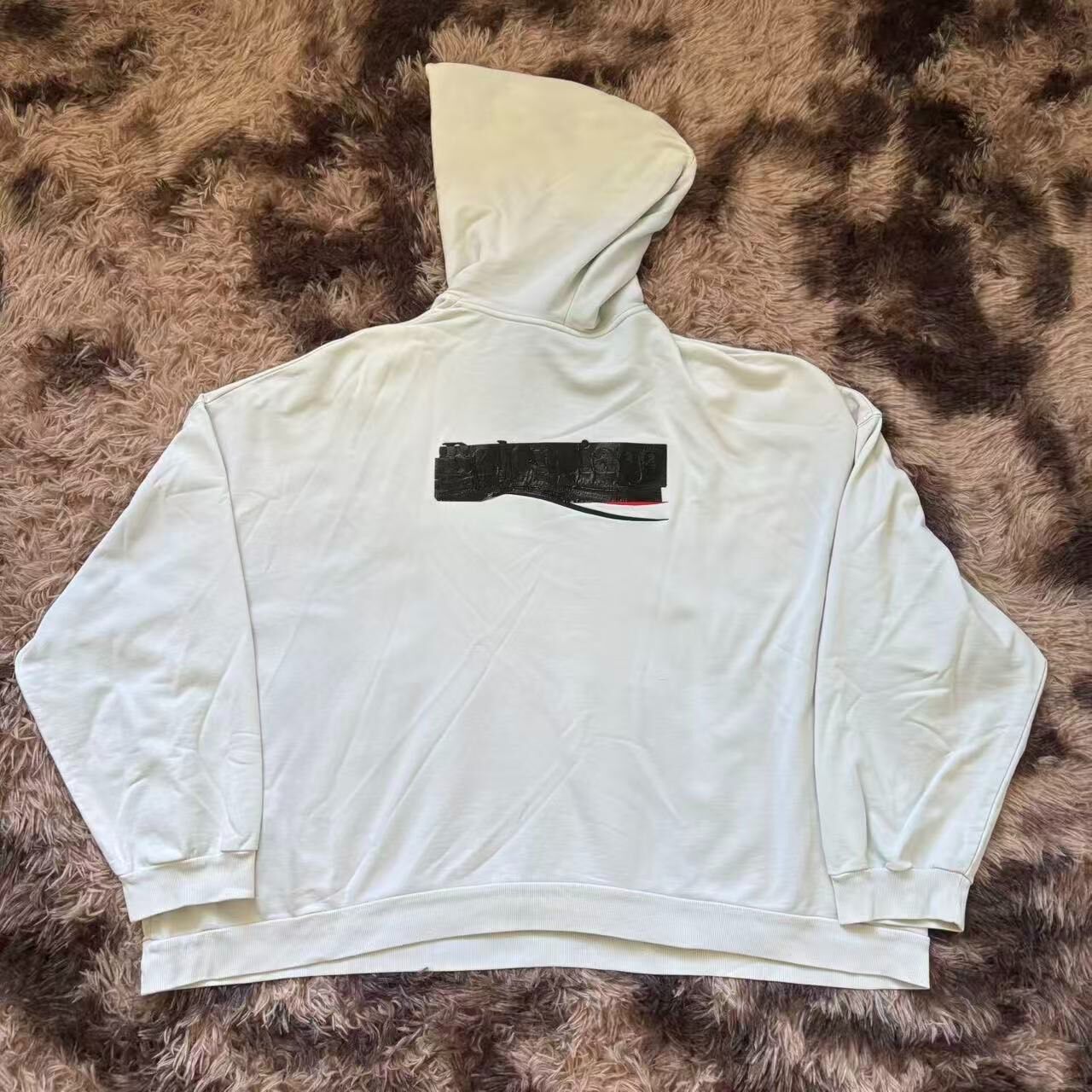 Balenciaga White Distressed Tape Hoodie — front