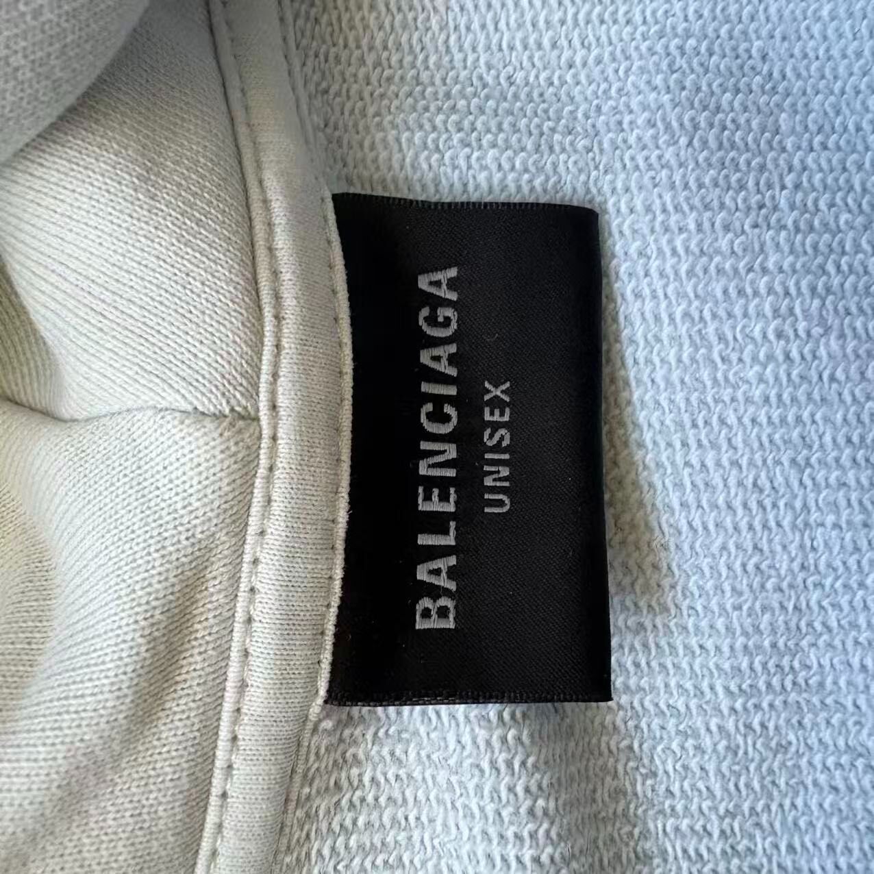 Balenciaga White Distressed Tape Hoodie — detail