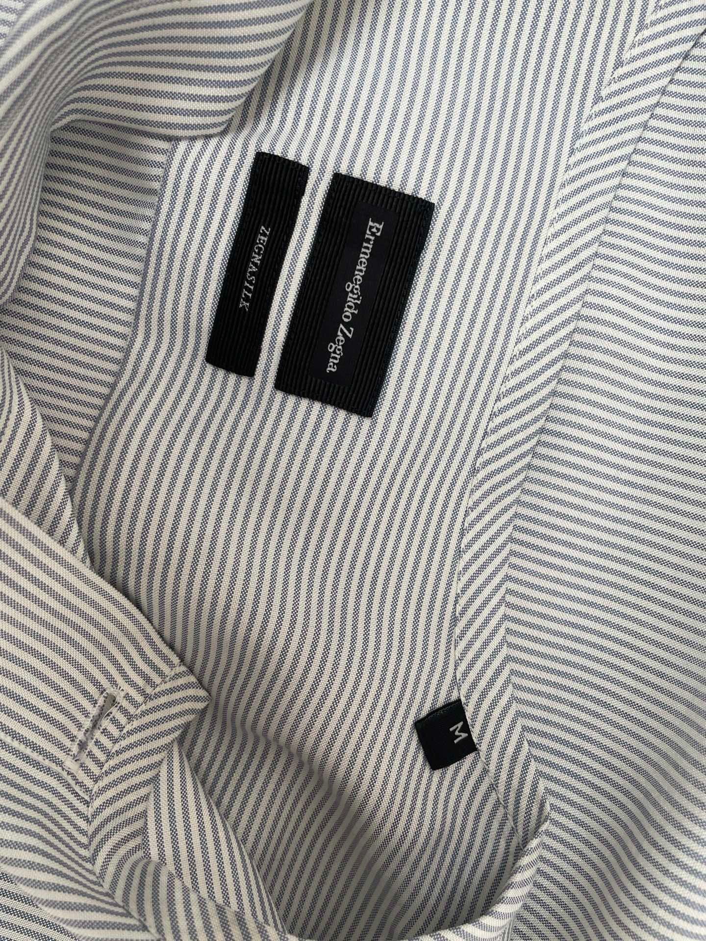 Zegna Men's Silk Striped Shirt — detail