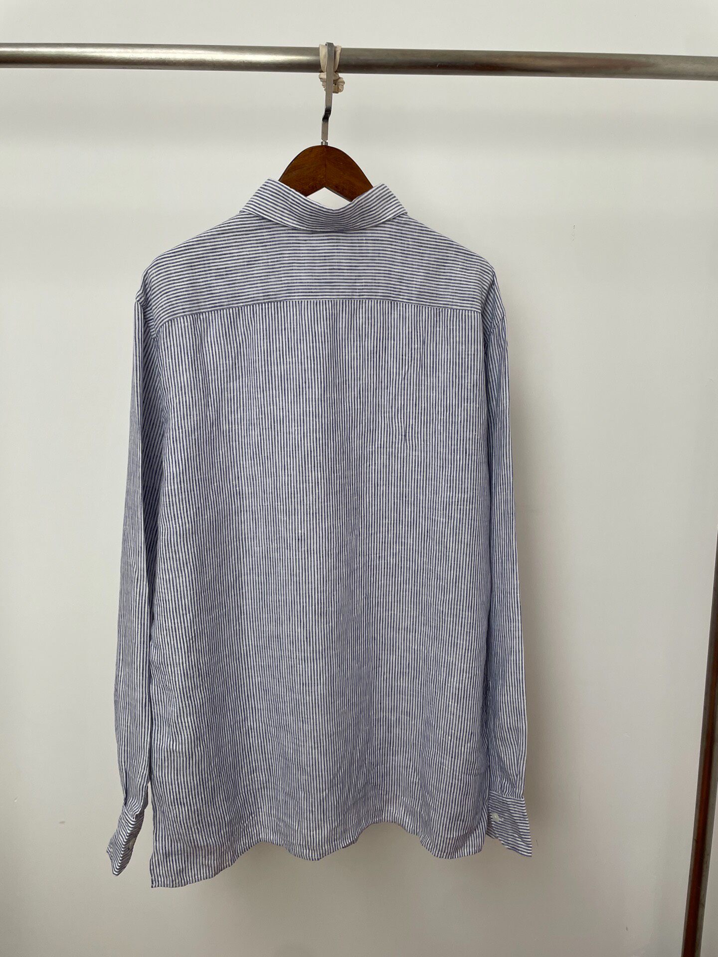 Zegna Blue Striped Long-sleeve Shirt — front