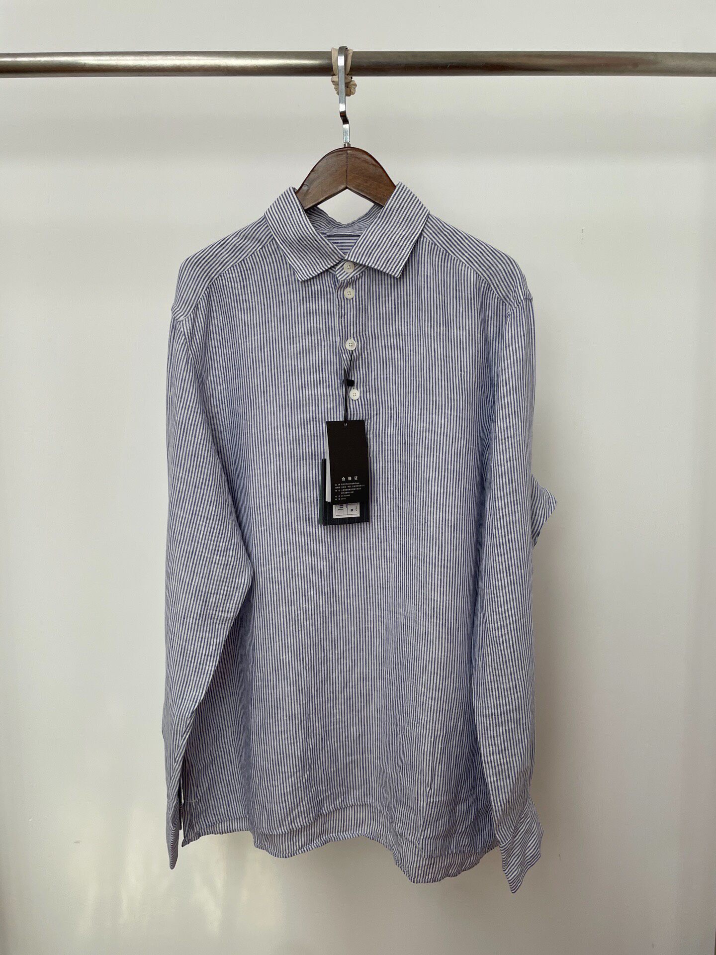 Zegna Blue Striped Long-sleeve Shirt