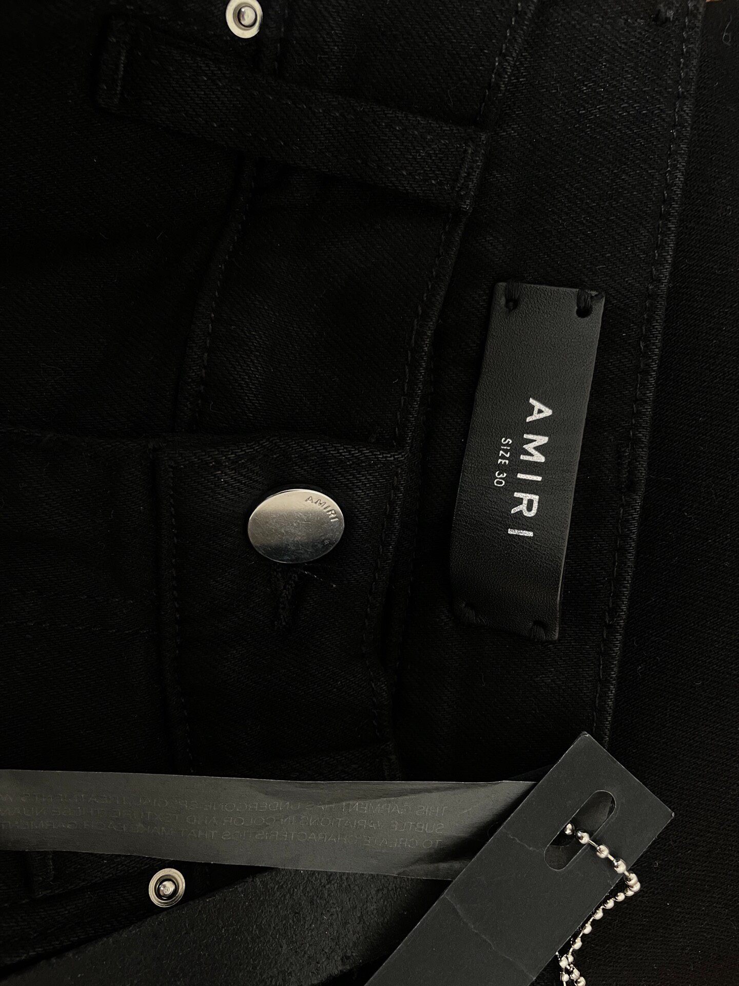 Amiri Black Distressed New Jeans — detail