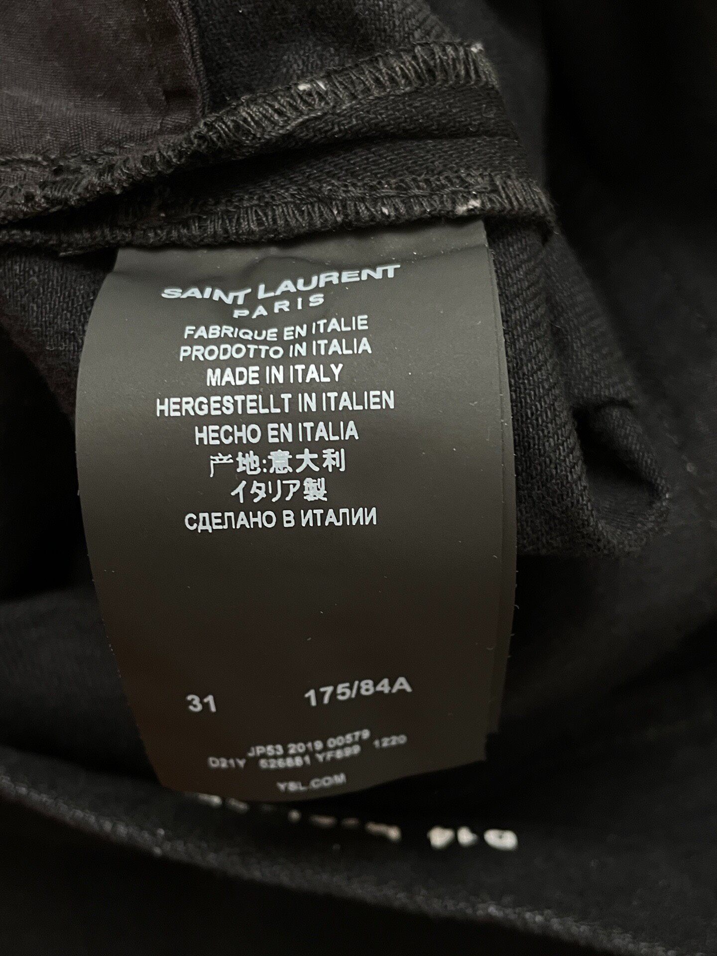 Saint Laurent Black Straight Jeans — label