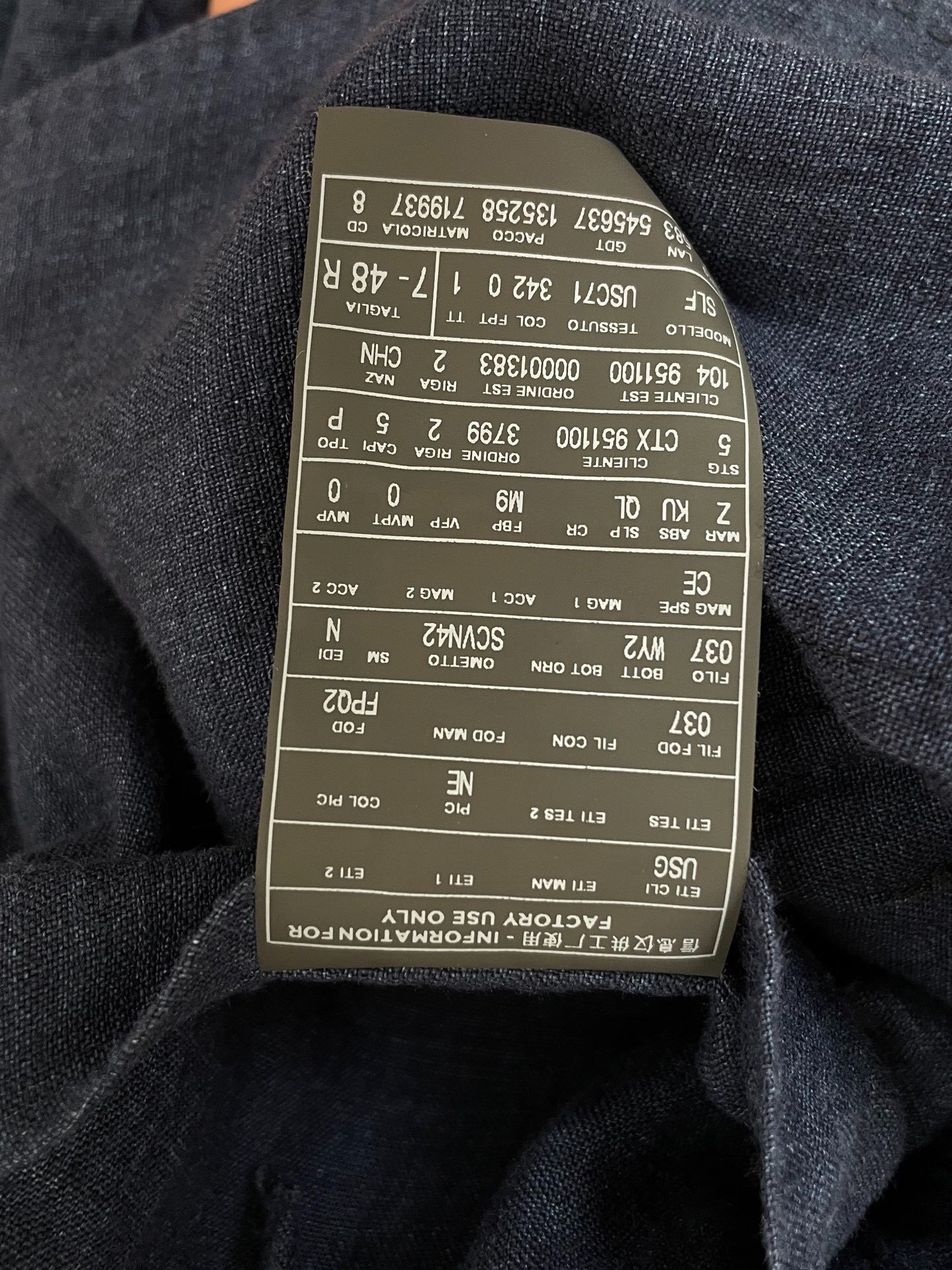 Ermenegildo Zegna Blue Blazer — label
