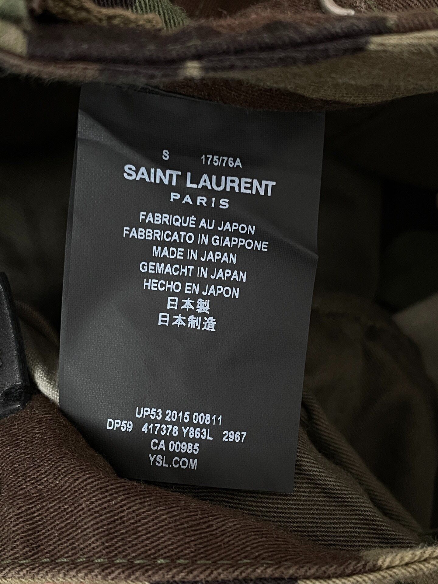 Saint Laurent Camo Cargo Shorts — back