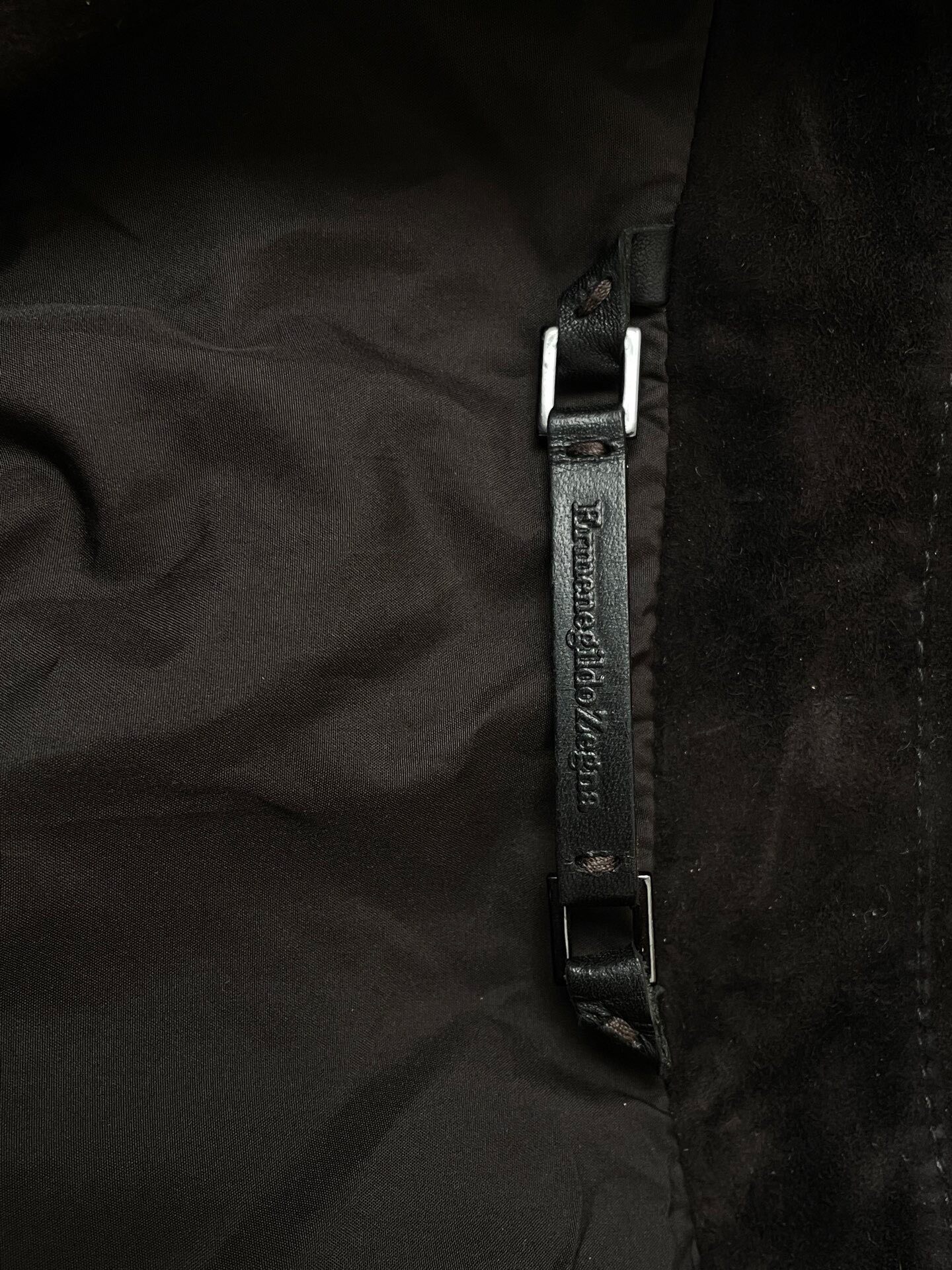 Zegna EZ Dark Brown Suede Jacket — detail