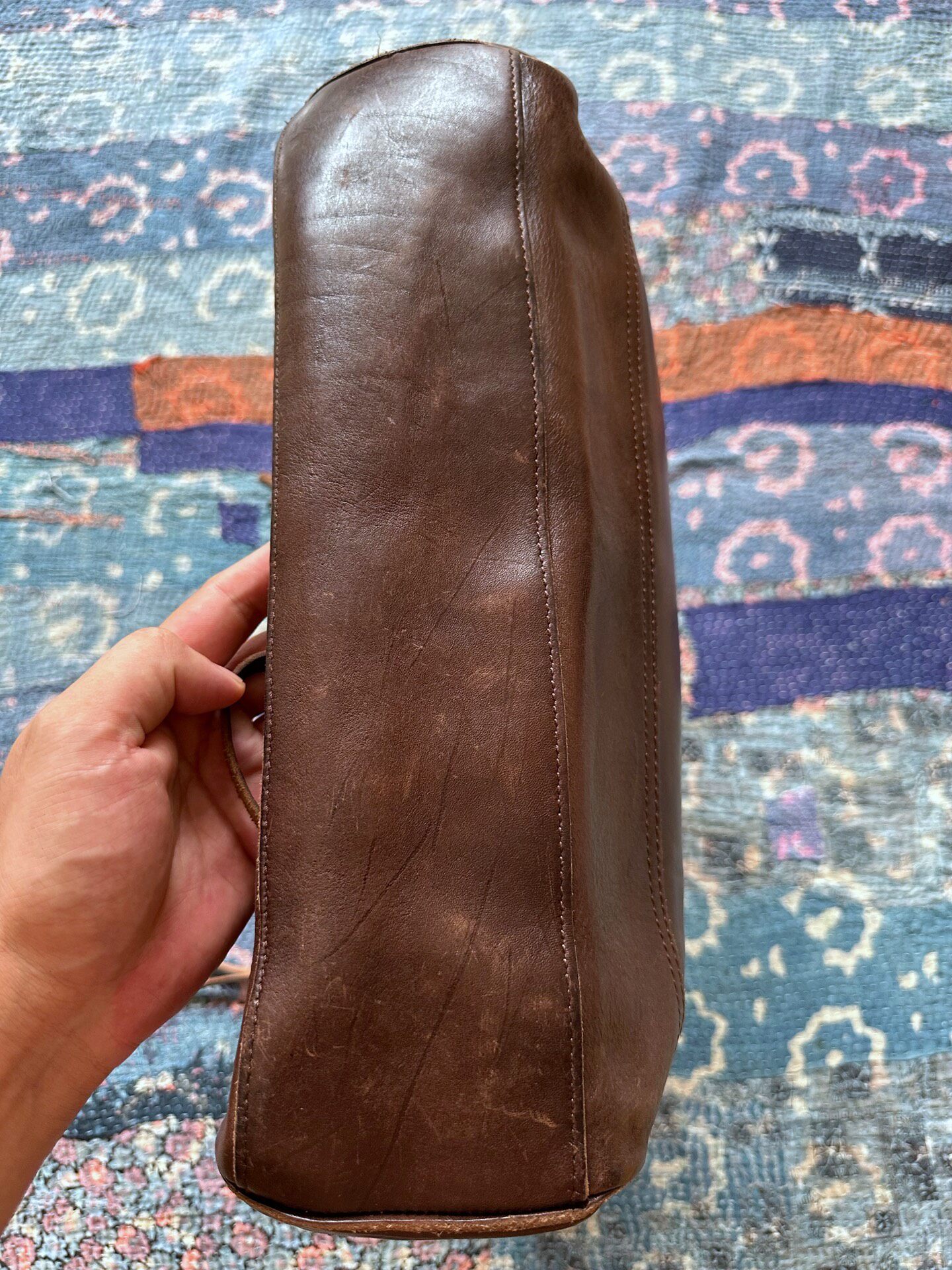 Polo Ralph Lauren Riveted Leather Tote Bag — detail