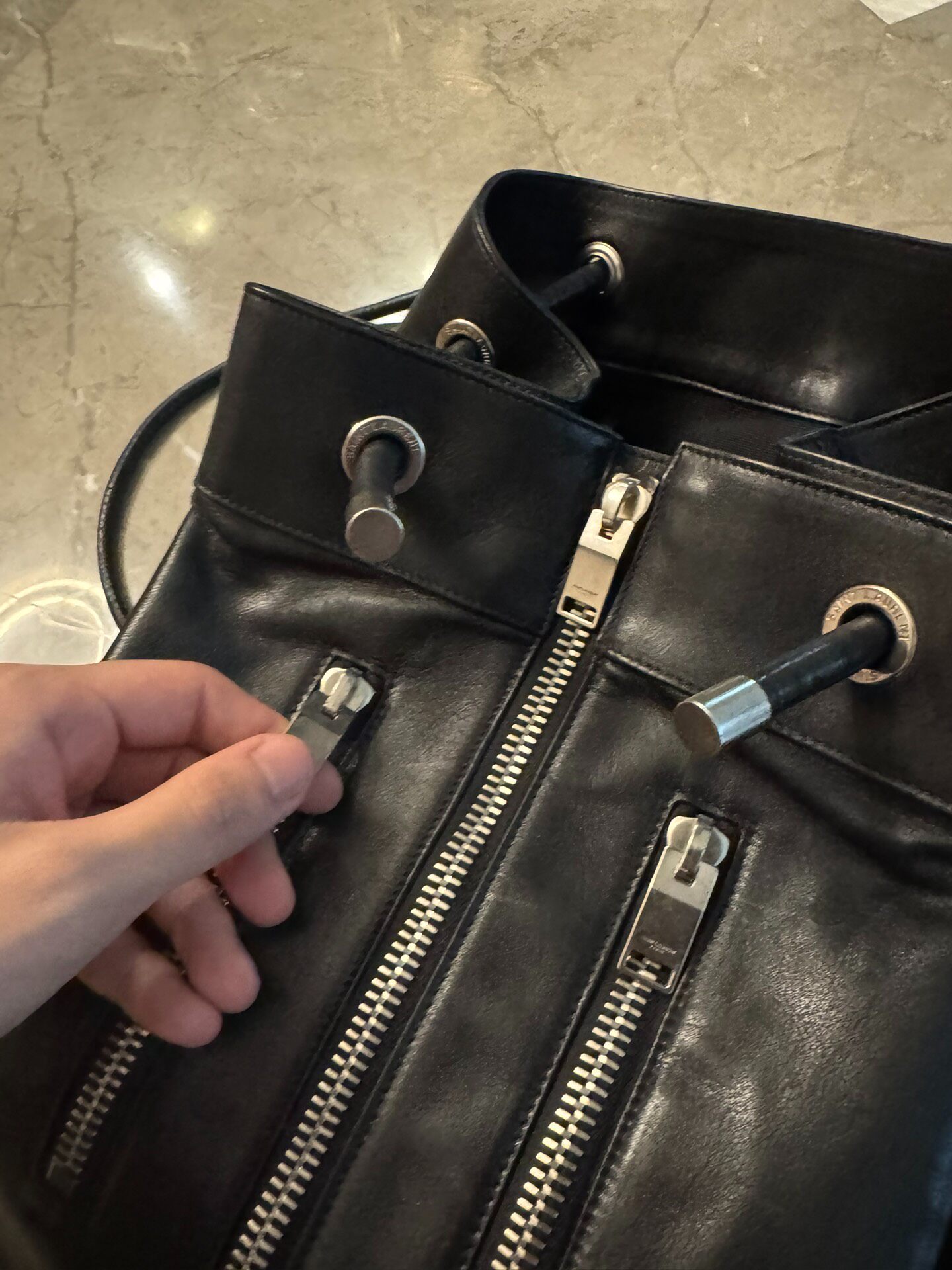 Saint Laurent Biker Style Multi-Zipper Bag — back