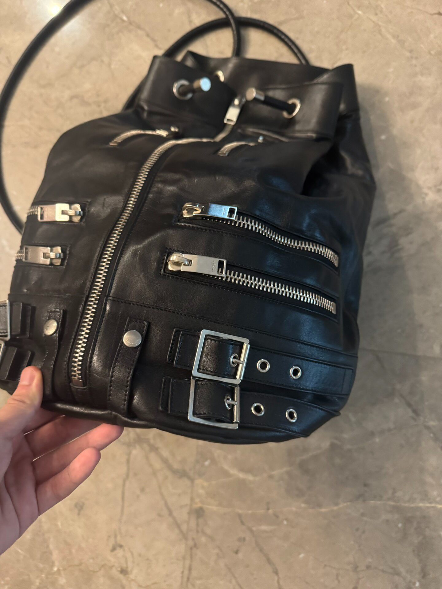 Saint Laurent Biker Style Multi-Zipper Bag — detail