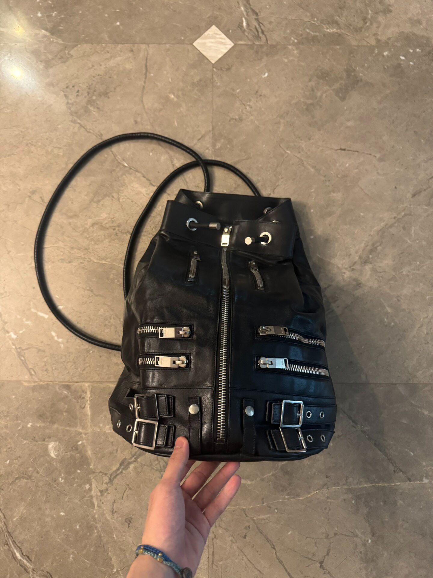 Saint Laurent Biker Style Multi-Zipper Bag — front