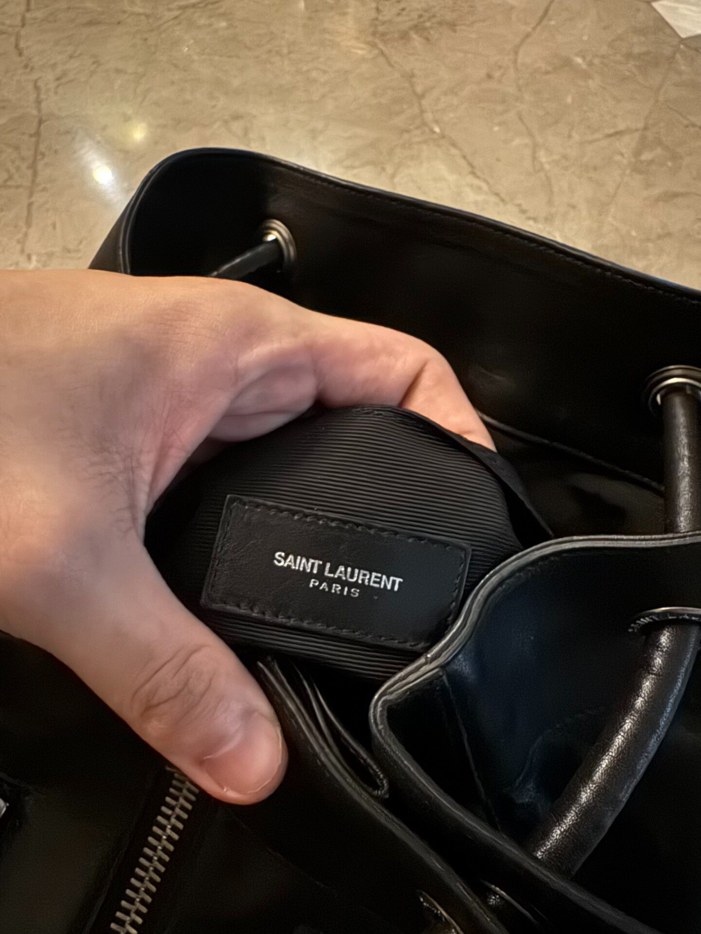 Saint Laurent Biker Style Multi-Zipper Bag — label