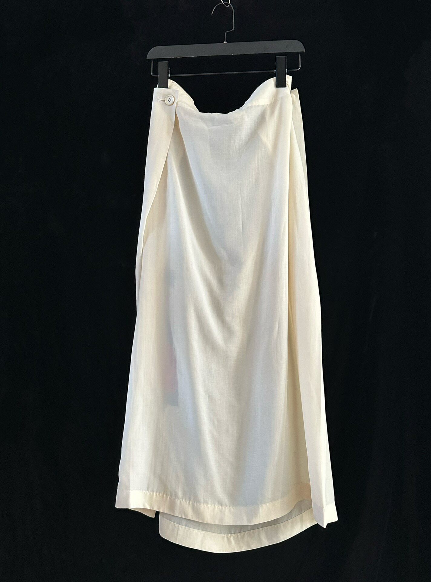 Y's 1990s Cream Midi Printed Skirt — detail