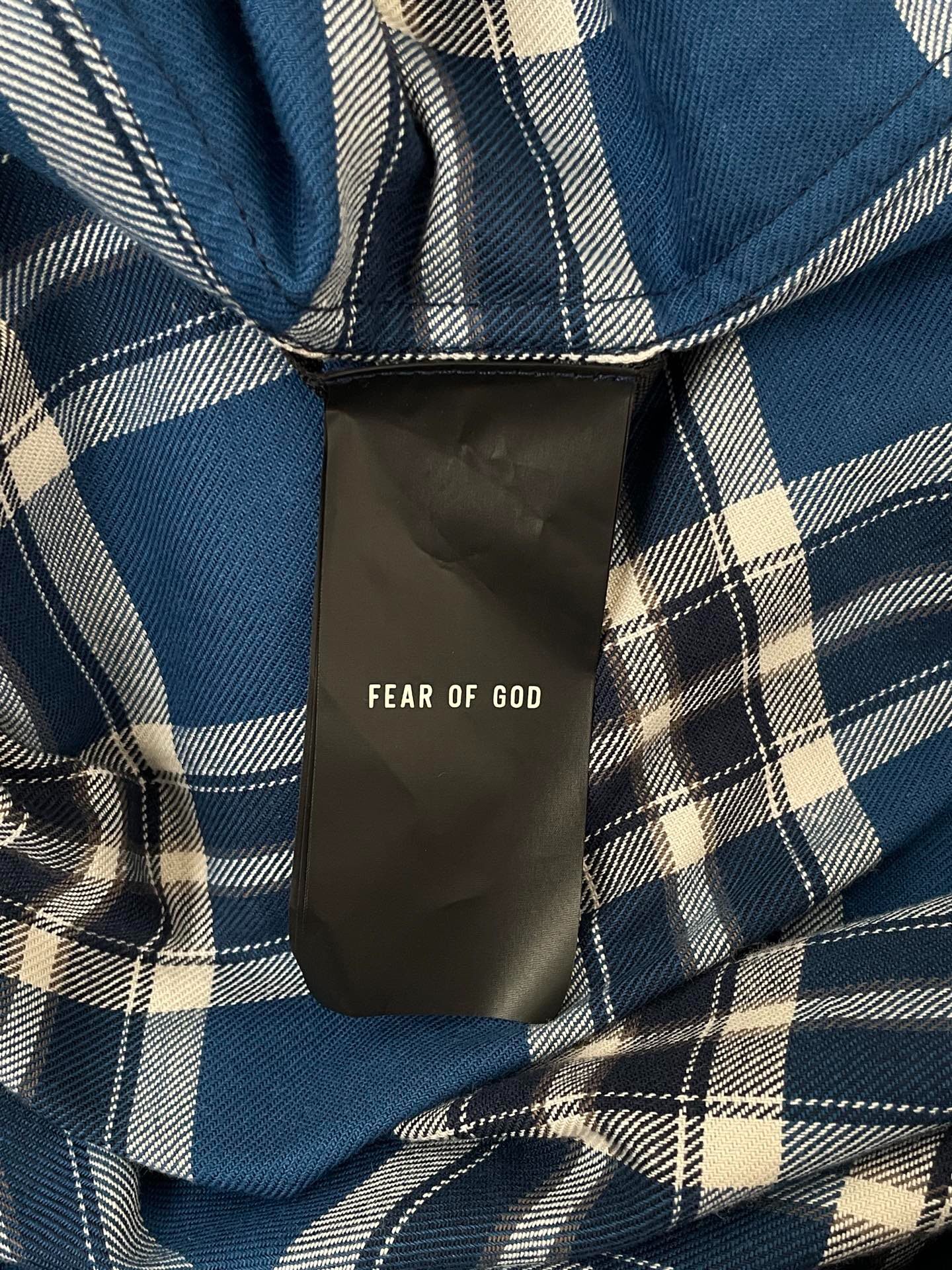 Fear of God Blue Plaid Henley Shirt — back