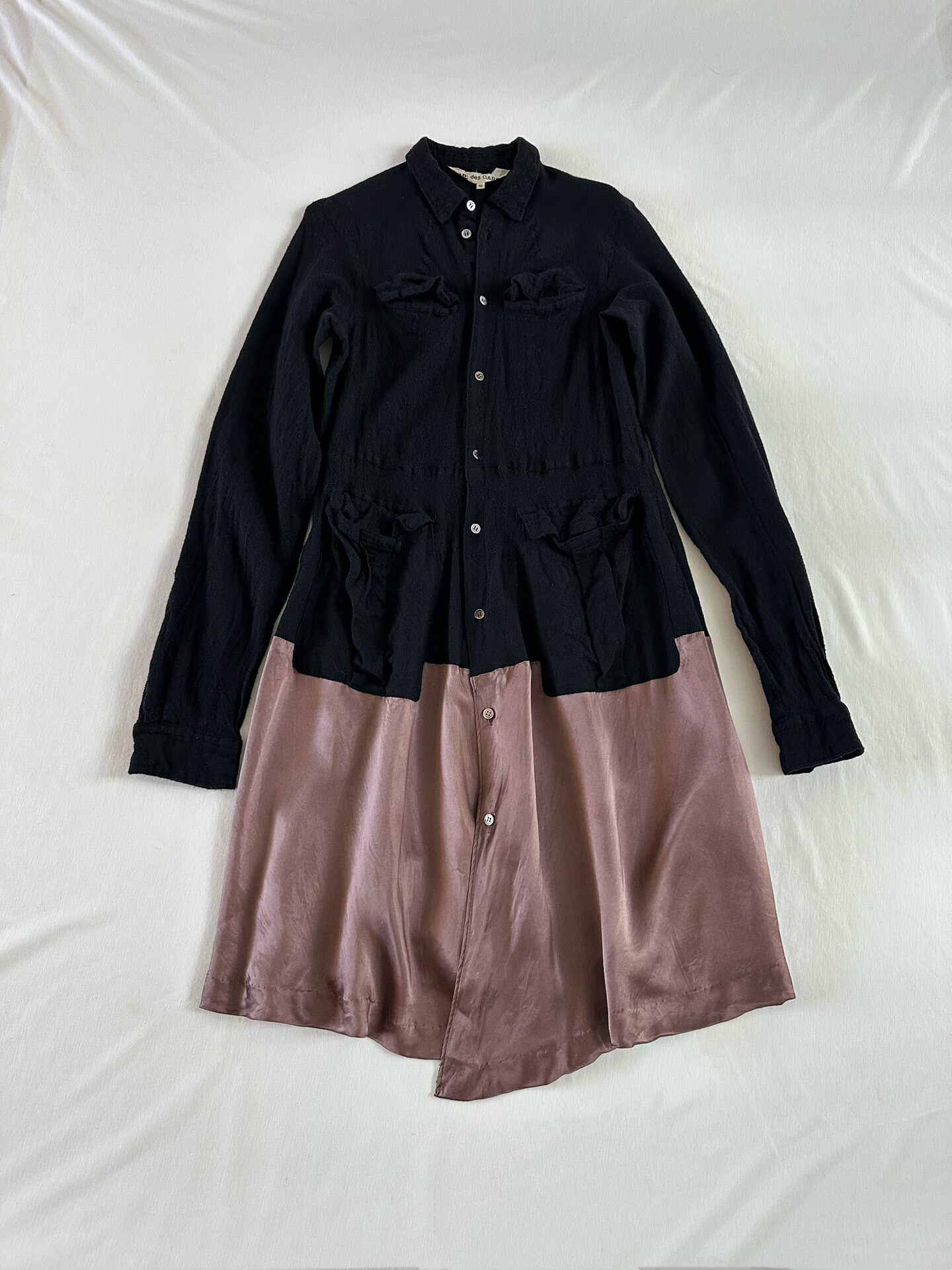 Comme des Garcons 1994 Wool Satin Shirt Dress