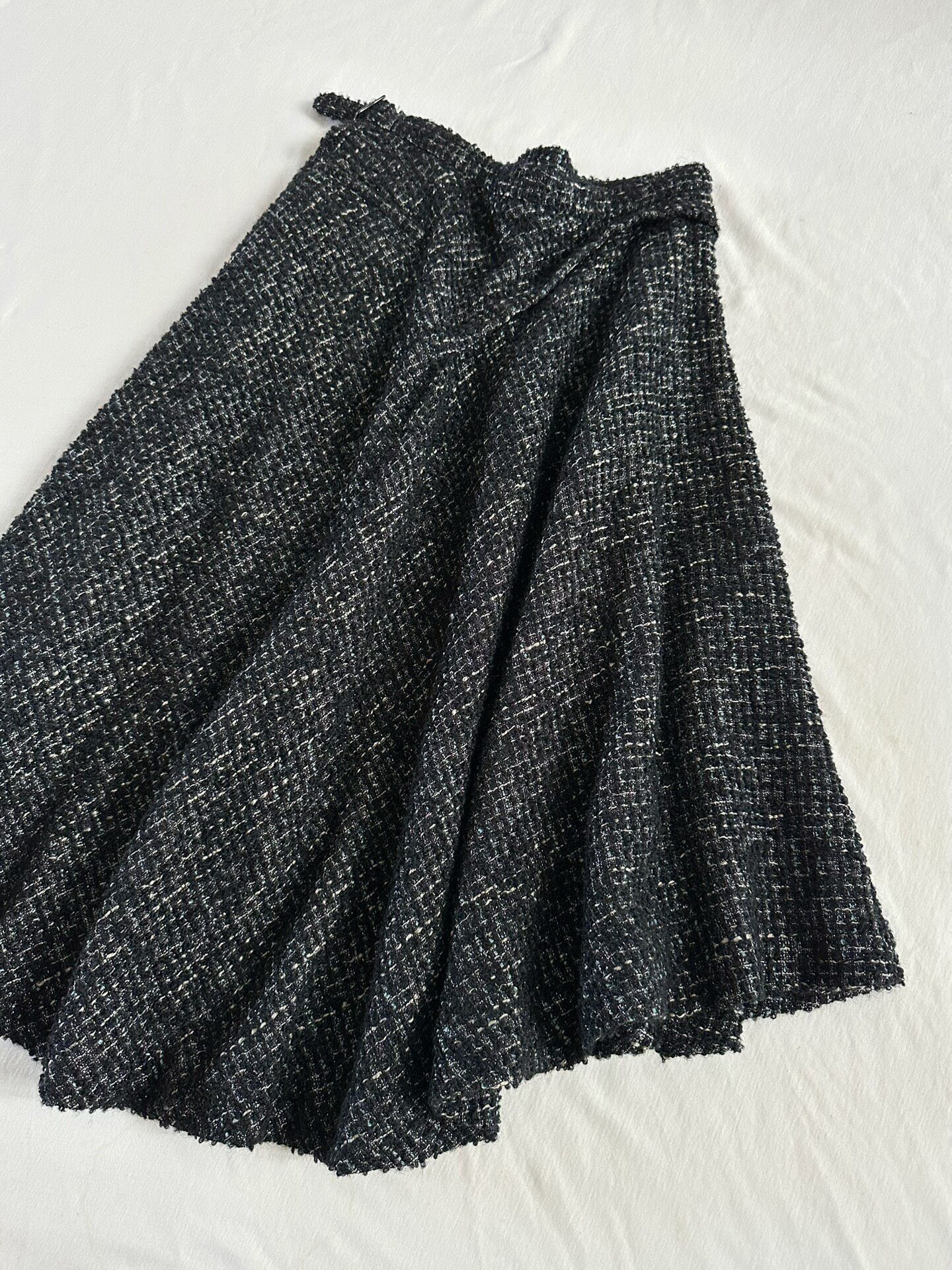 Y's Black Flared Wool Skirt — back