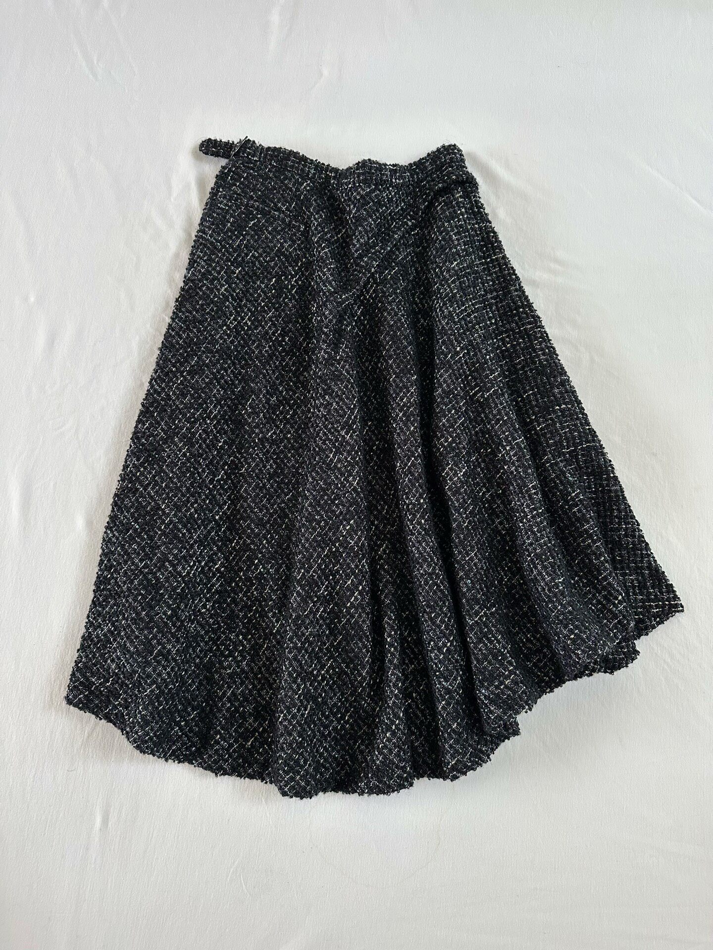 Y's Black Flared Wool Skirt