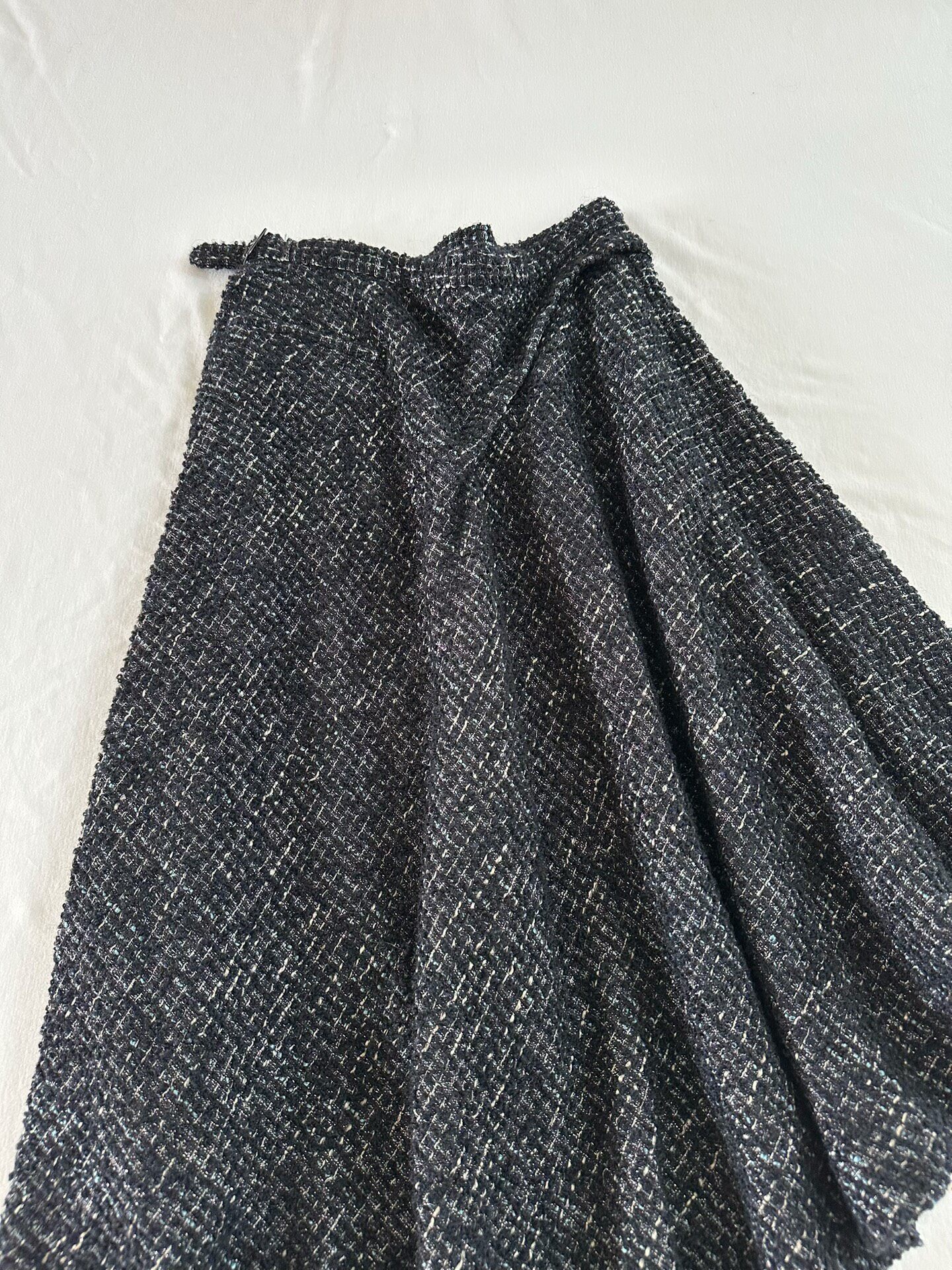Y's Black Flared Wool Skirt — front