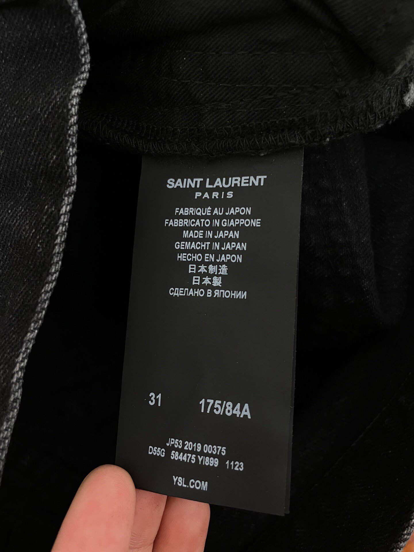 Saint Laurent D20 Black Straight Jeans — label