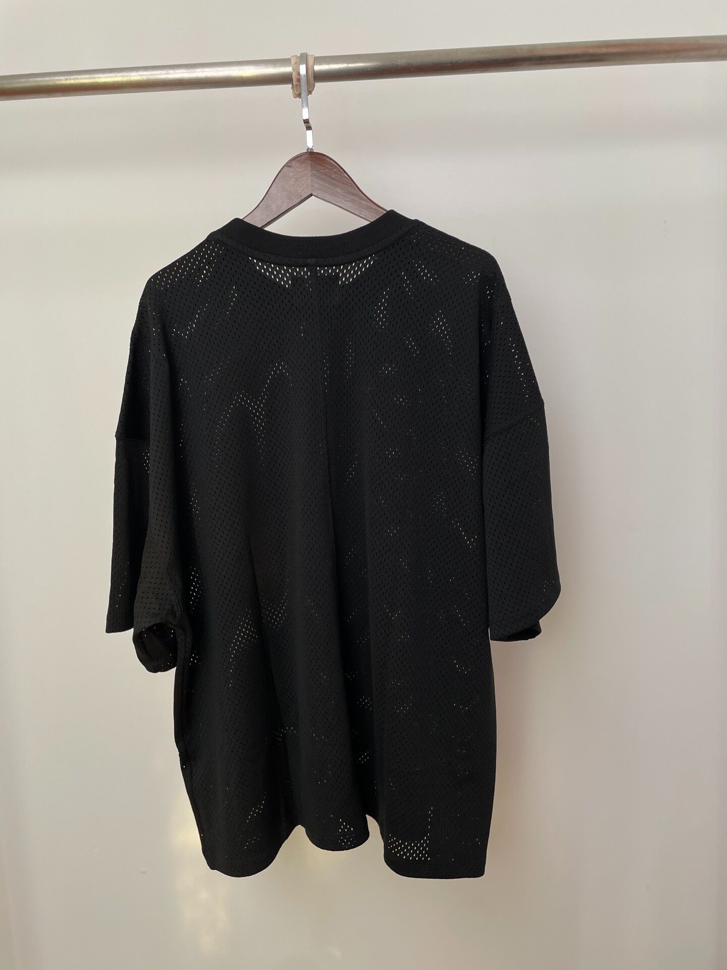 Fear of God Black Mesh Short Sleeve Tee — front