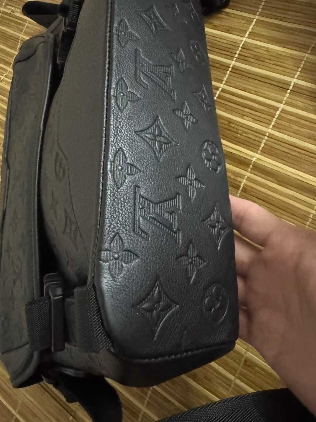 Louis Vuitton Black Embossed Messenger Bag — back