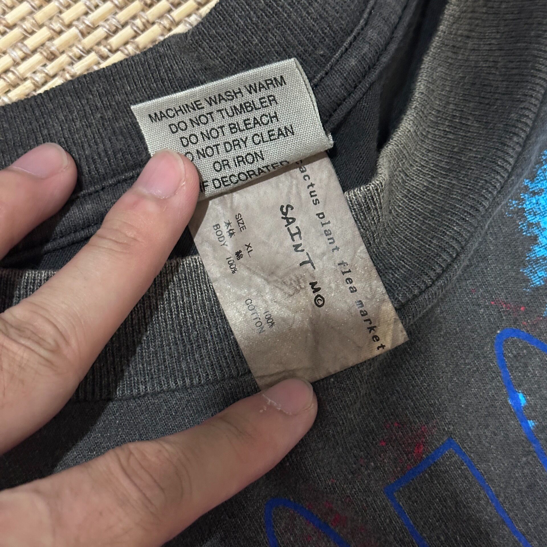 Saint Michael x CPFM FW24 Spiral Tee — label