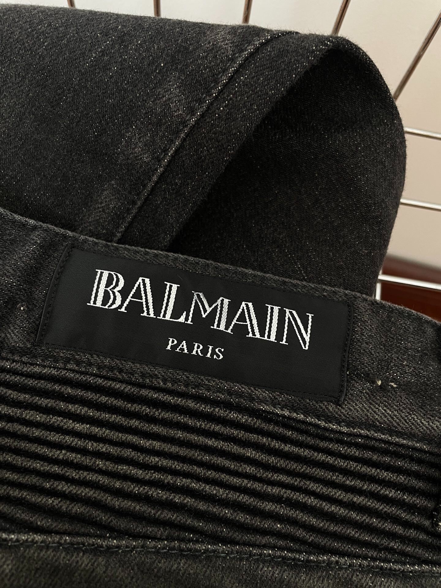 Balmain Distressed Moto Jeans — detail