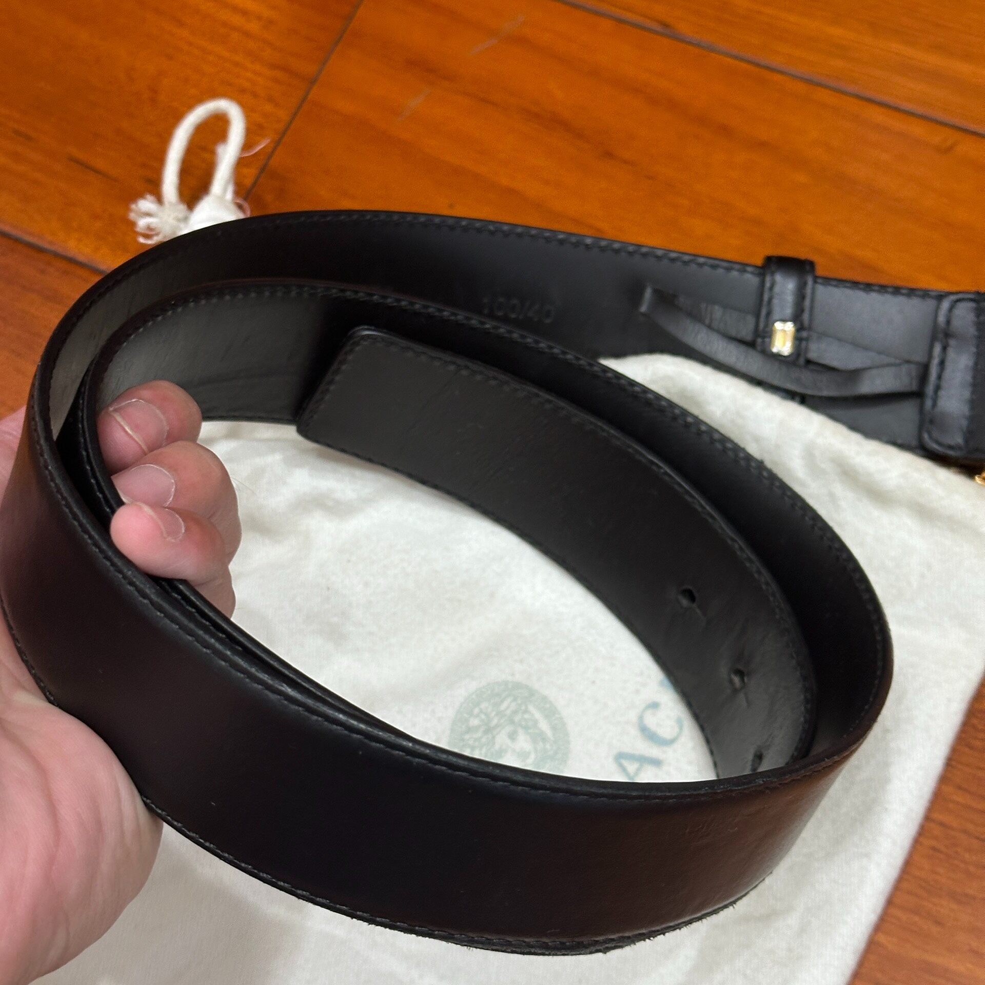 Versace Black Gold Medusa Buckle Belt — label
