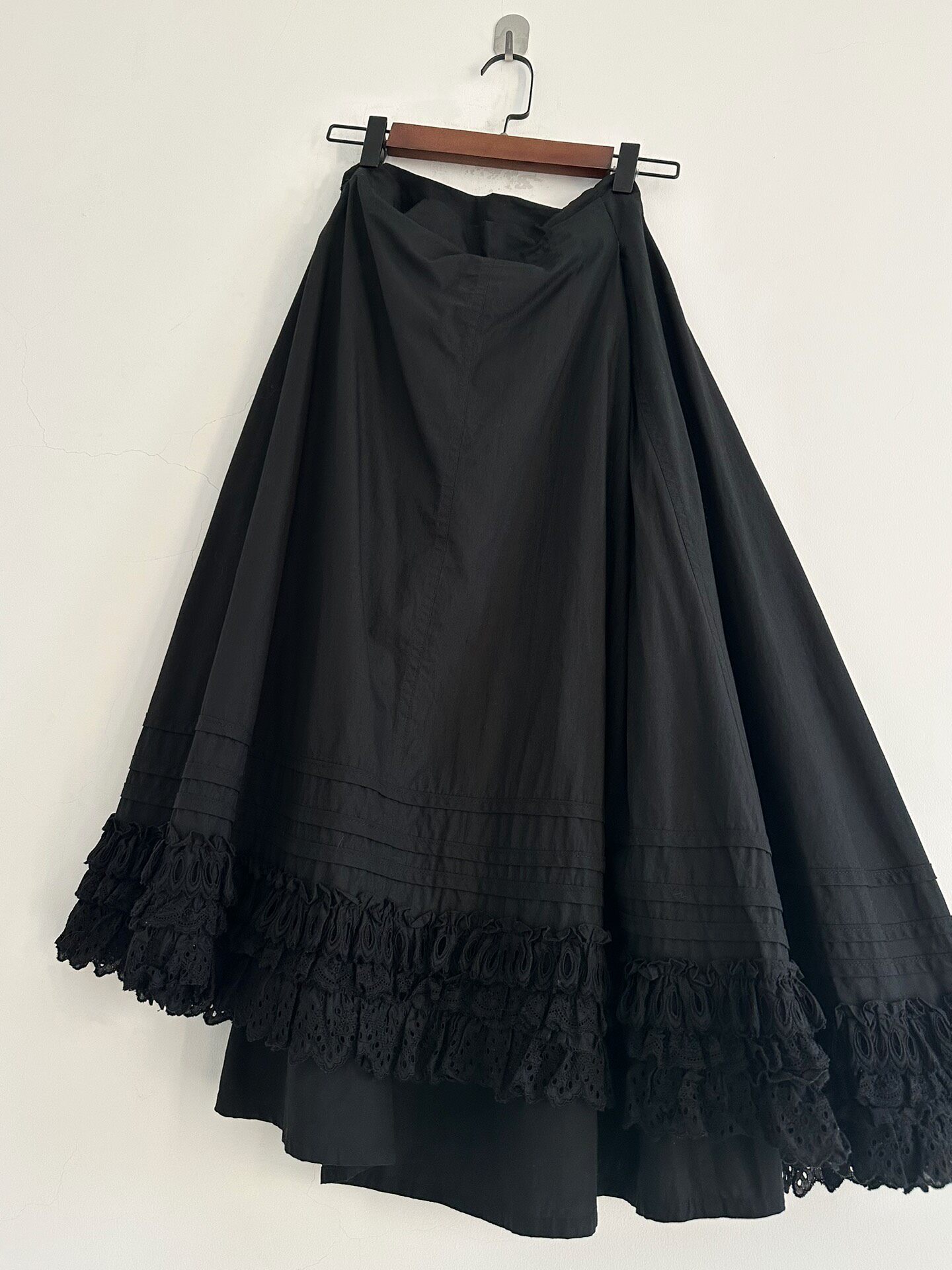 Junya Watanabe Asymmetric Lace Midi Skirt — front
