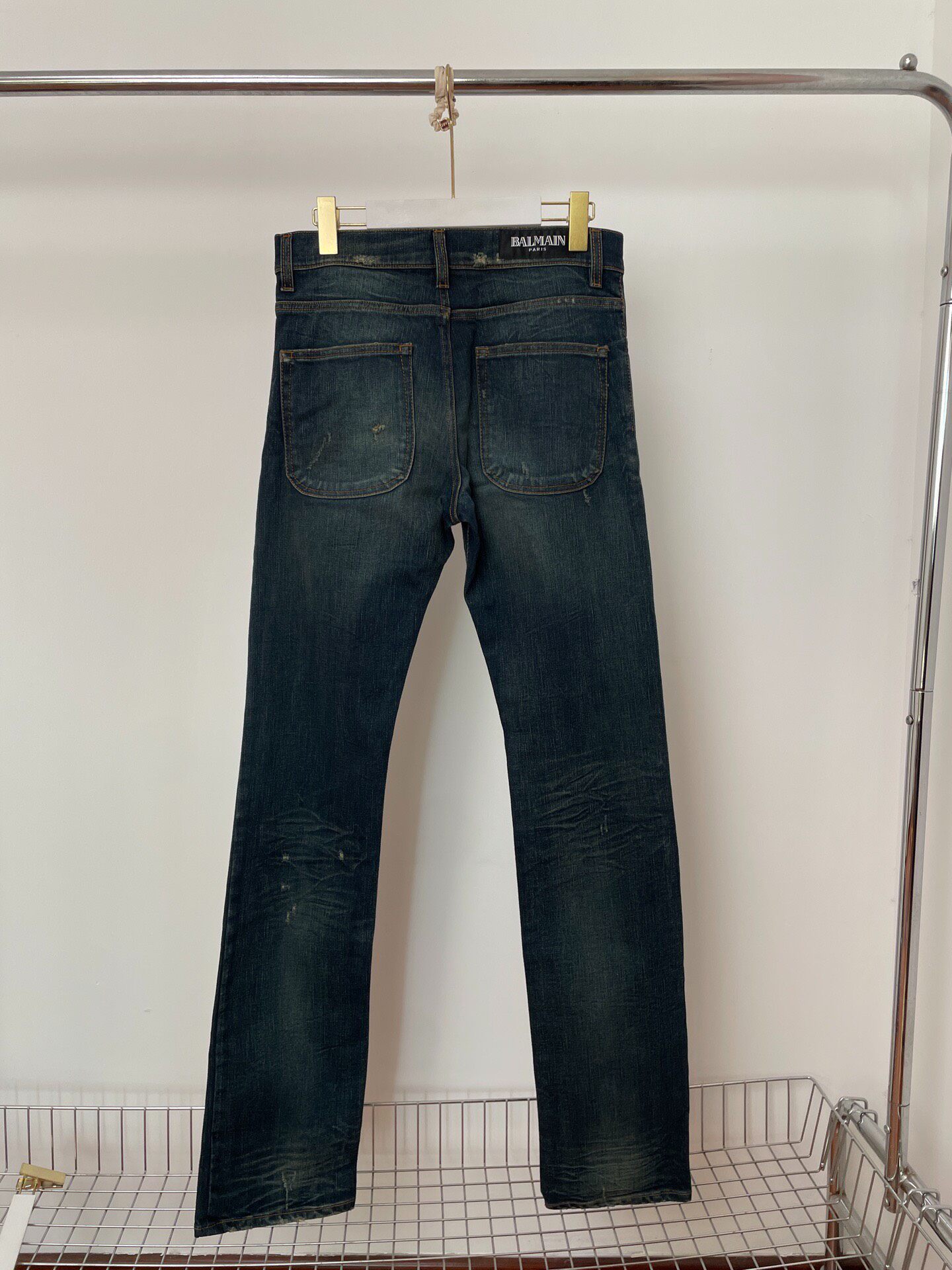 Balmain New Dark Blue Straight-Leg Jeans — front