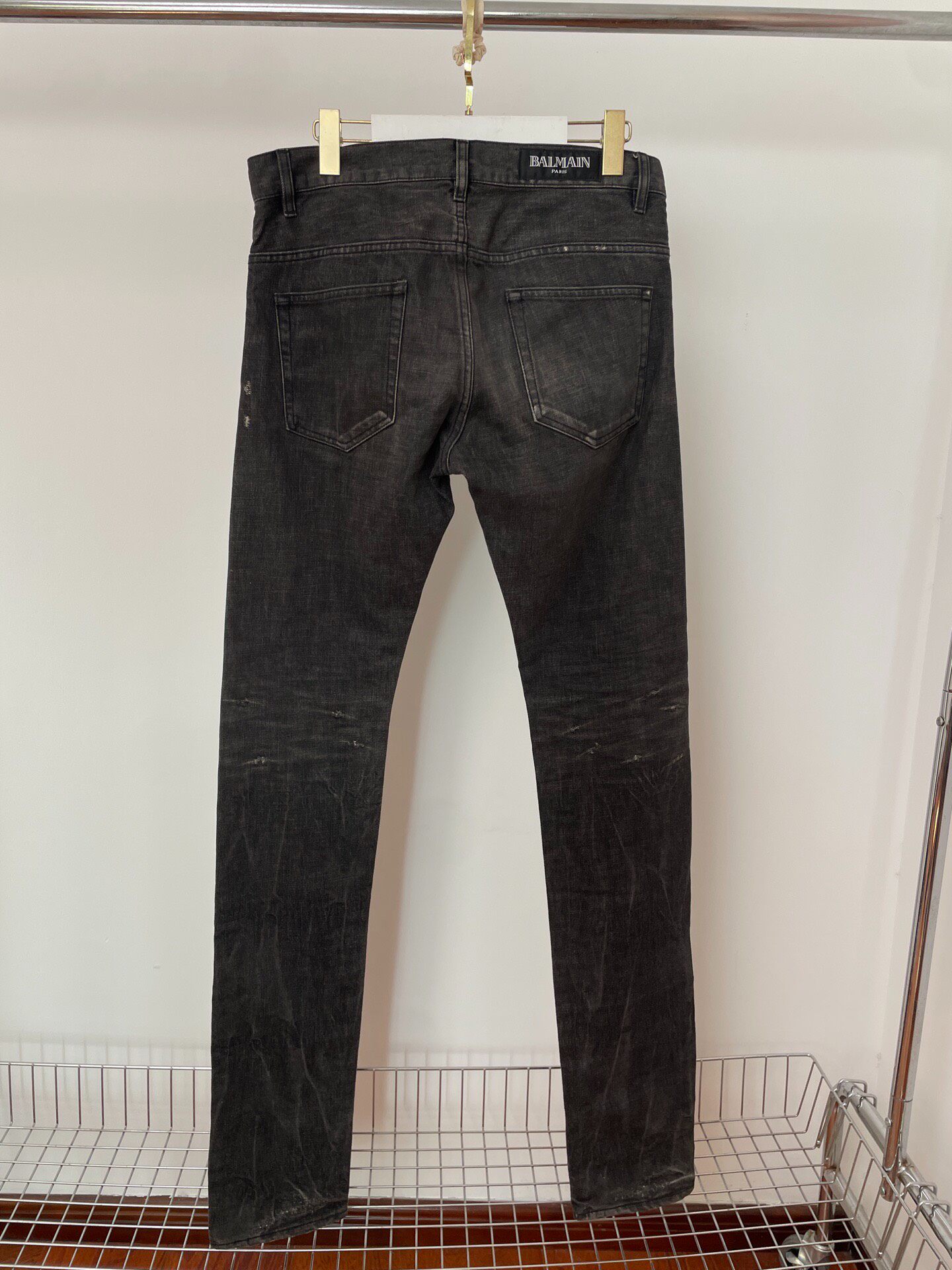 Balmain Distressed Straight Jeans — front