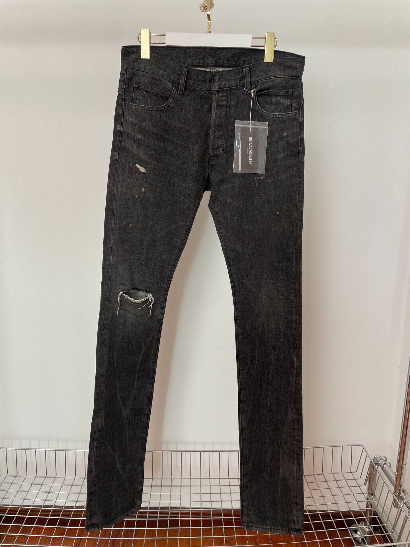 Balmain Distressed Straight Jeans
