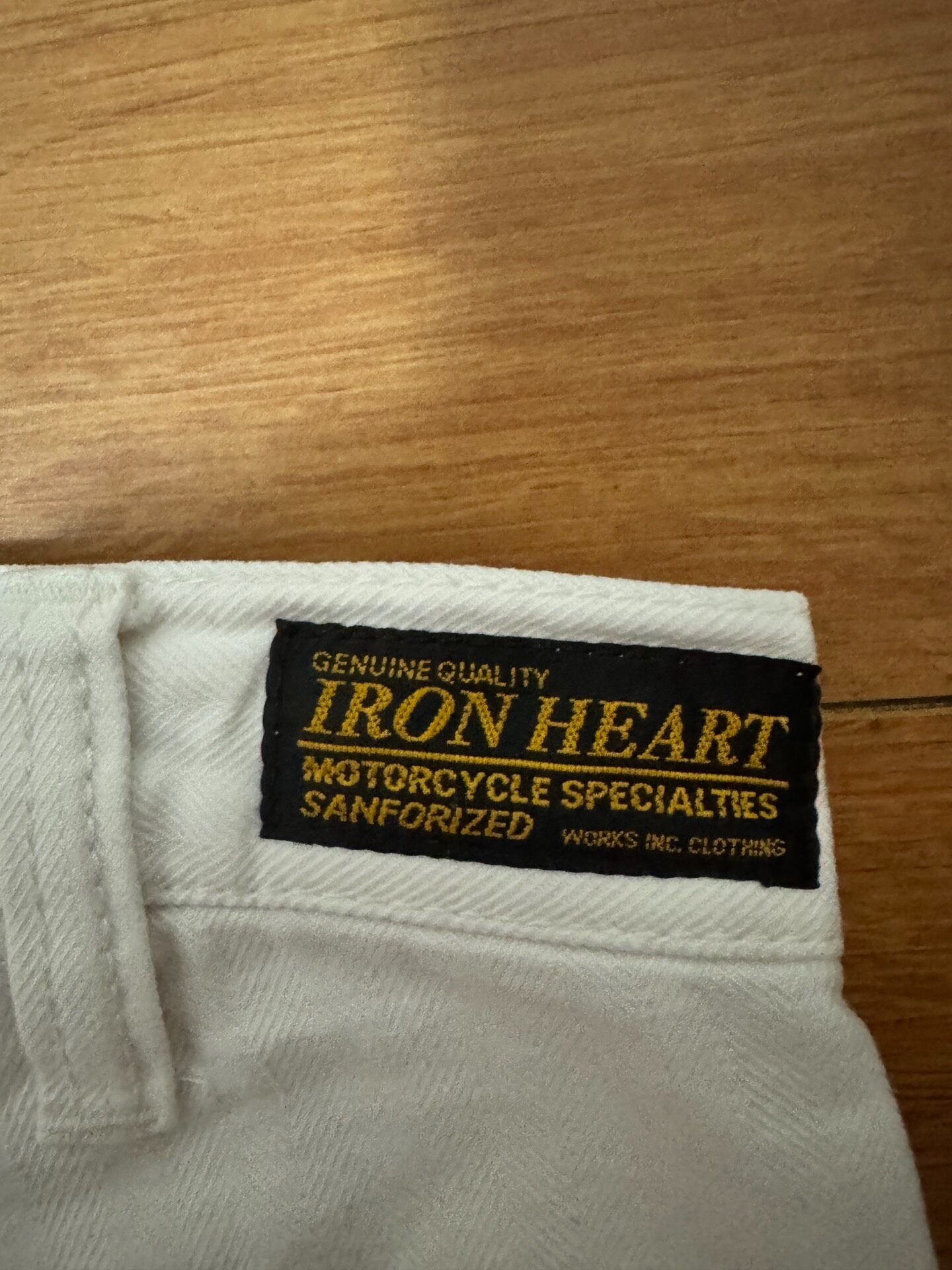 Iron Heart IH733 White Herringbone Work Pants — detail