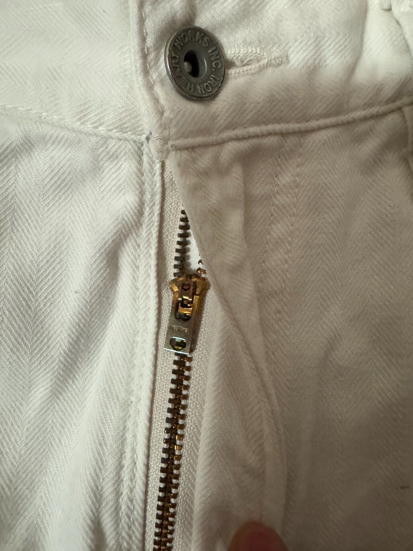Iron Heart IH733 White Herringbone Work Pants — back