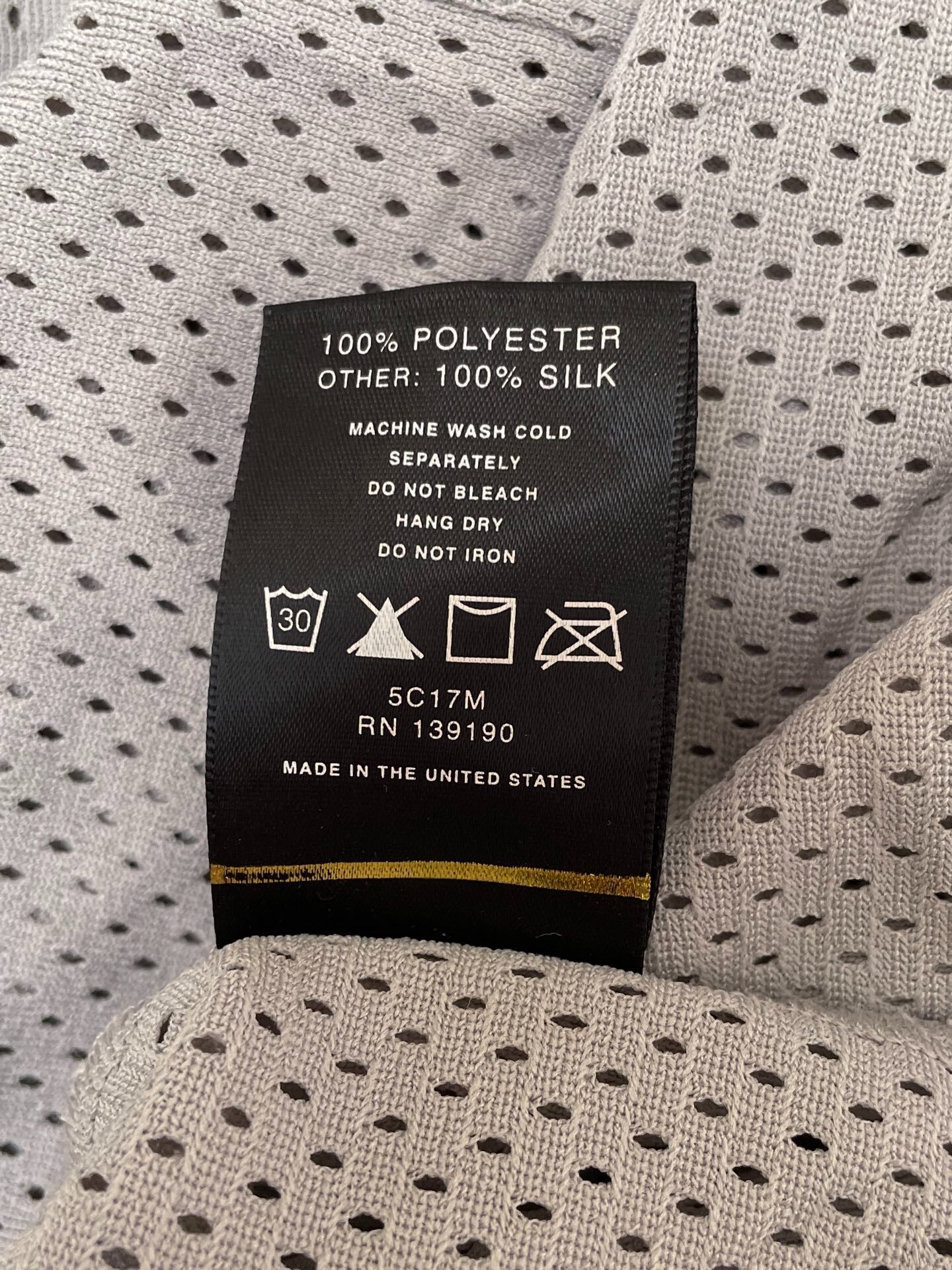 Fear Of God 5th Gray Mesh Short Sleeve Tee — label