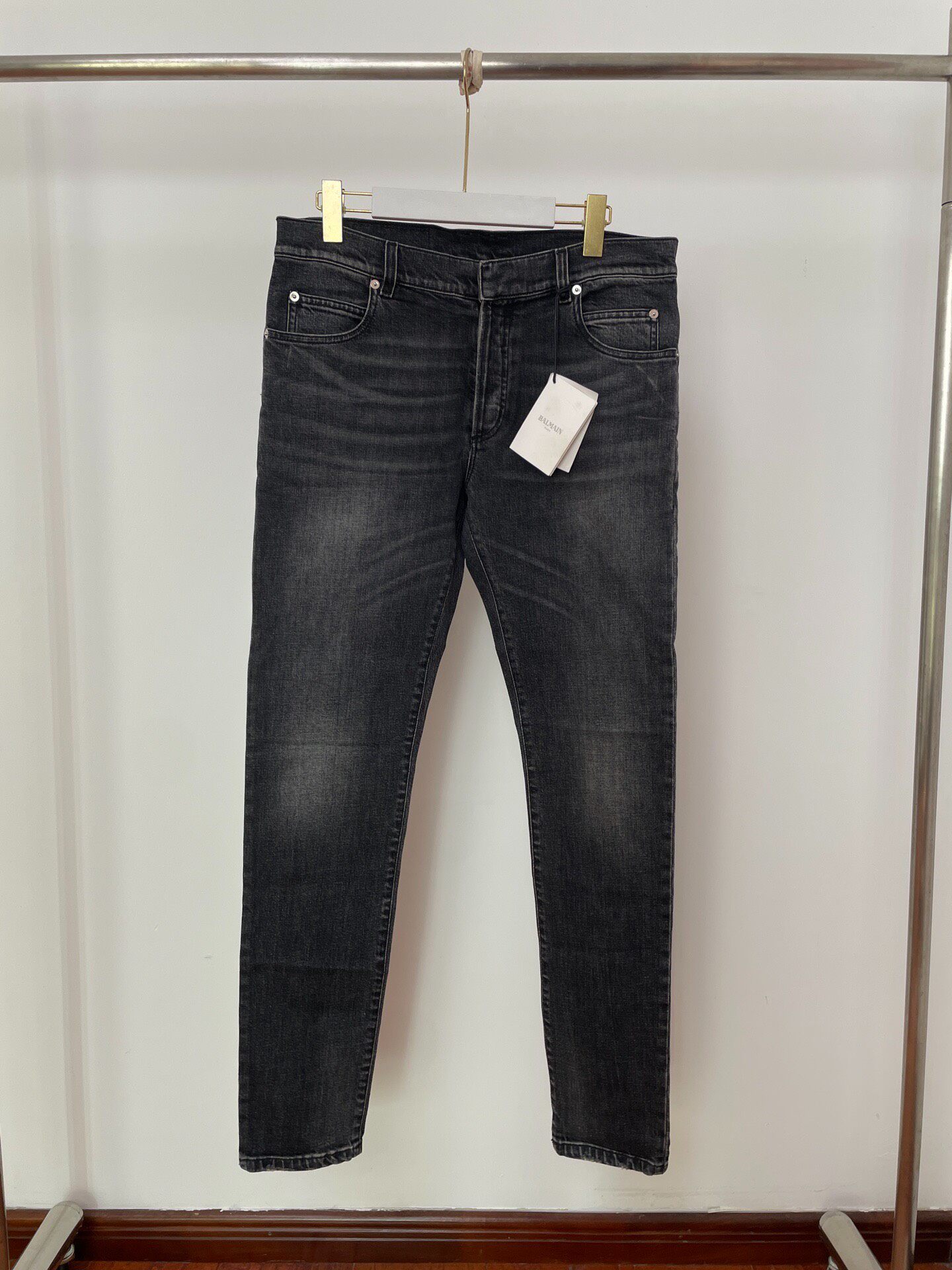 Balmain Dark Grey Straight Jeans New With Tags