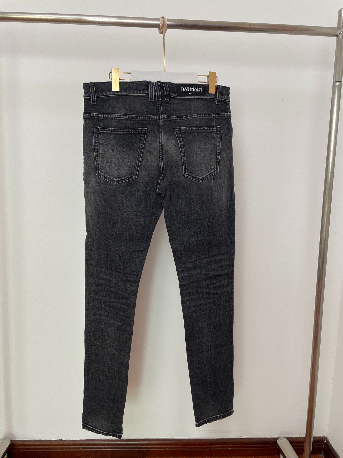 Balmain Dark Grey Straight Jeans New With Tags — front